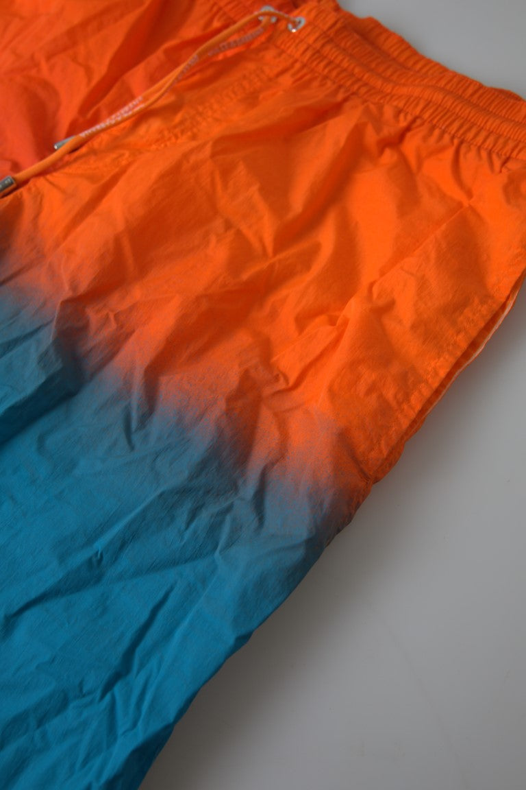 Dolce & Gabbana Orange Blue Gradient Beachwear Swimwear Men's Shorts
