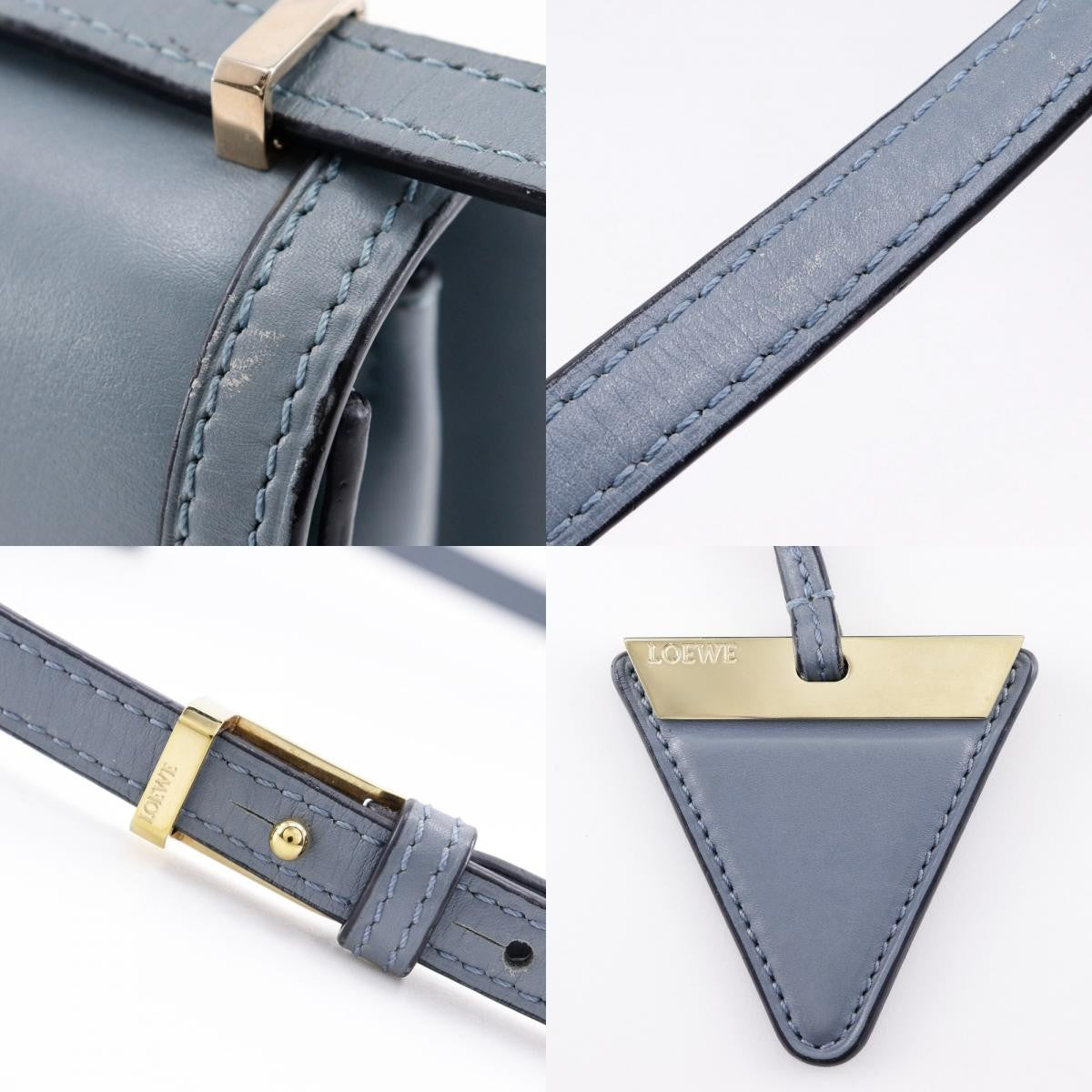 Loewe Barcelona Leather Blue Leather Shoulder Bag Bag (Pre-Owned)