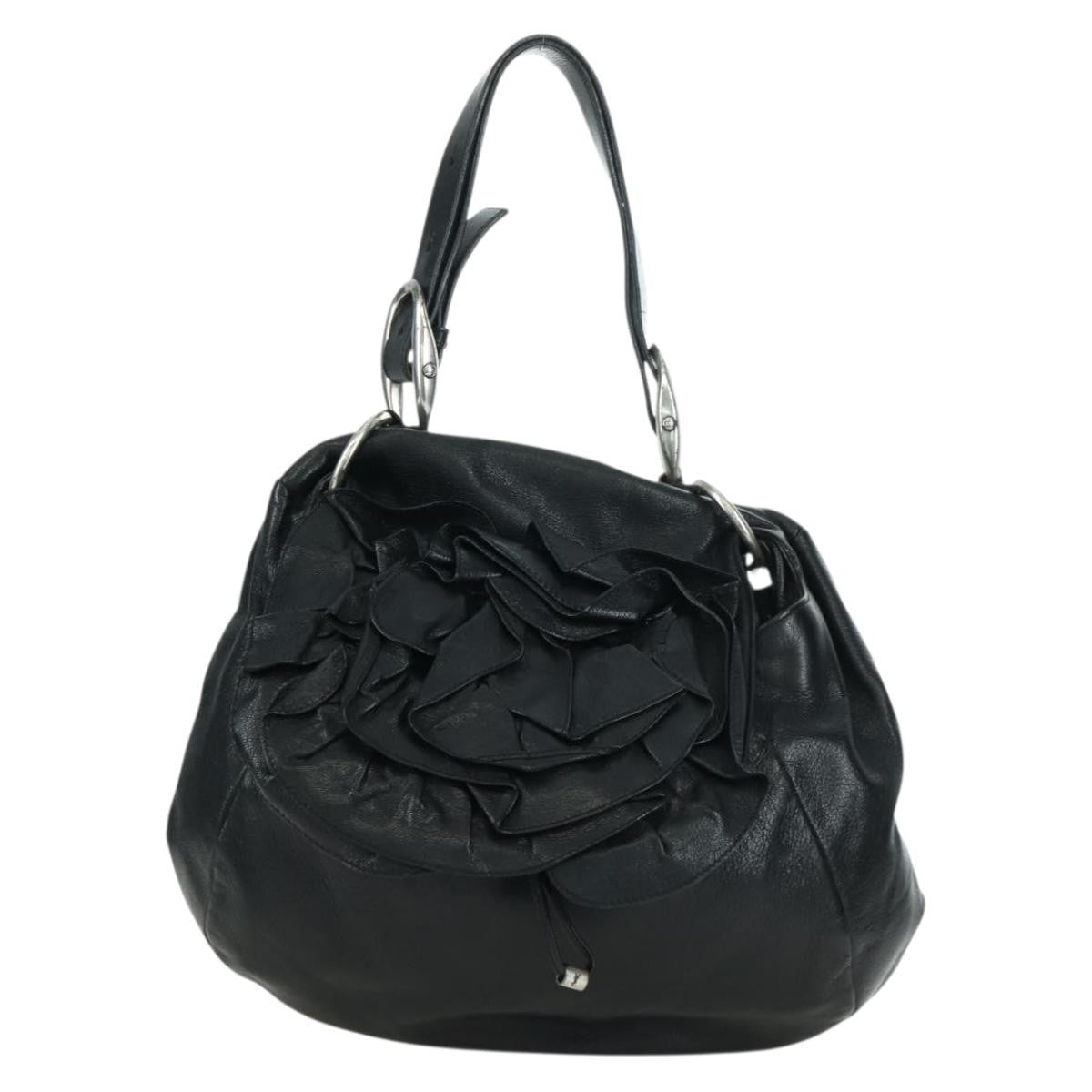 Saint Laurent Vintage Shoulder Bag Leather Black Leather Shoulder Bag Bag (Pre-Owned)