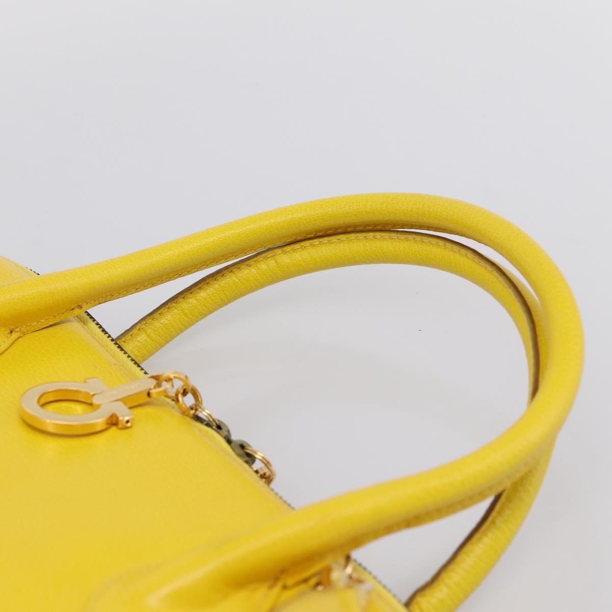 Salvatore Ferragamo Gancini Leather Yellow Leather Handbag (Pre-Owned)