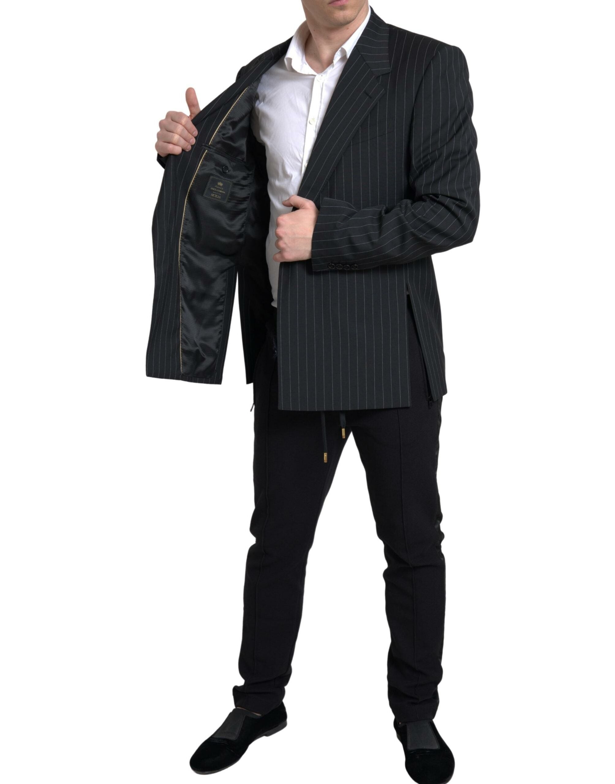 Dolce & Gabbana Dark Gray Single Breasted SICILIA Men's Blazer