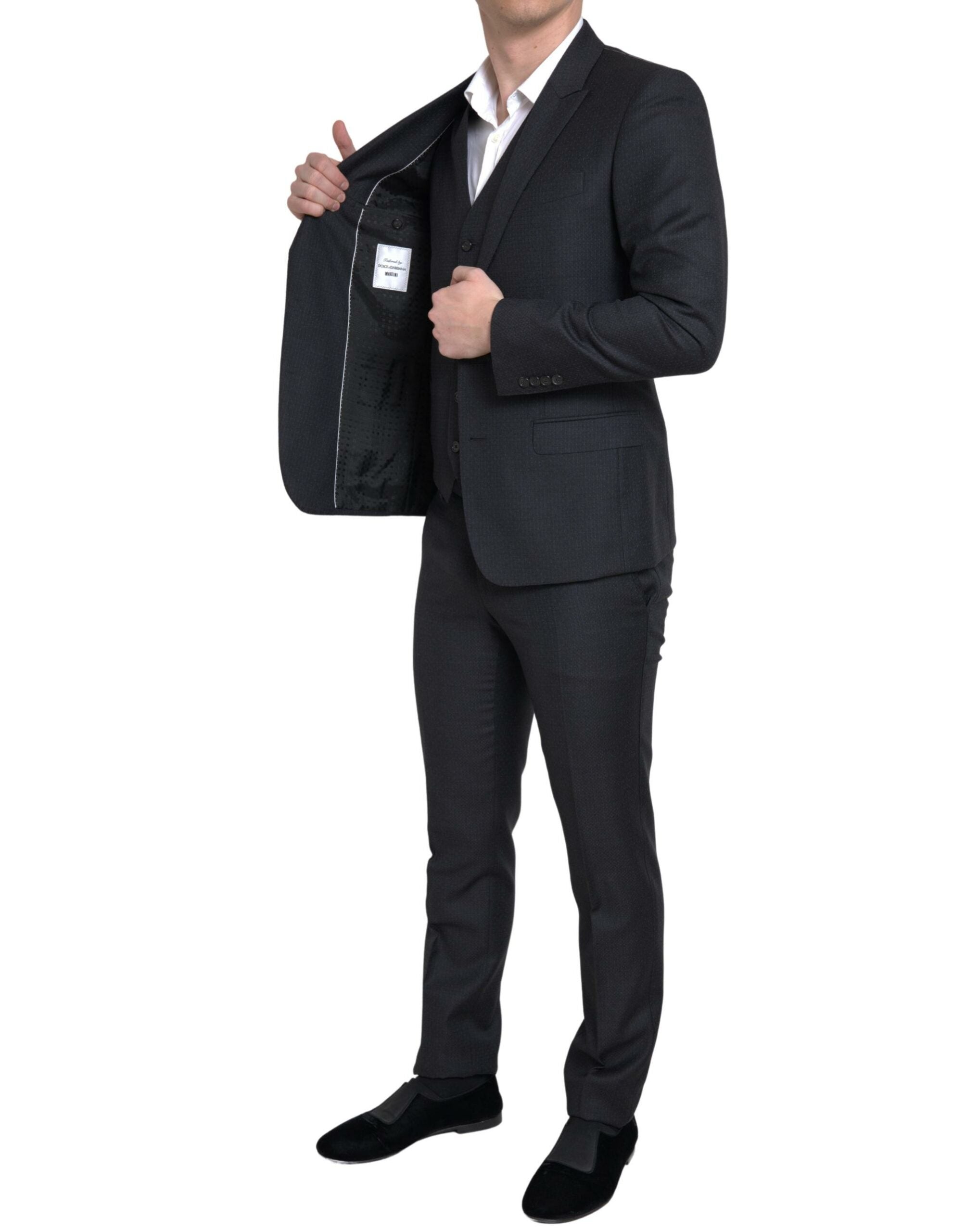 Dolce & Gabbana Black 3 Piece Single Breasted MARTINI Men's Suit