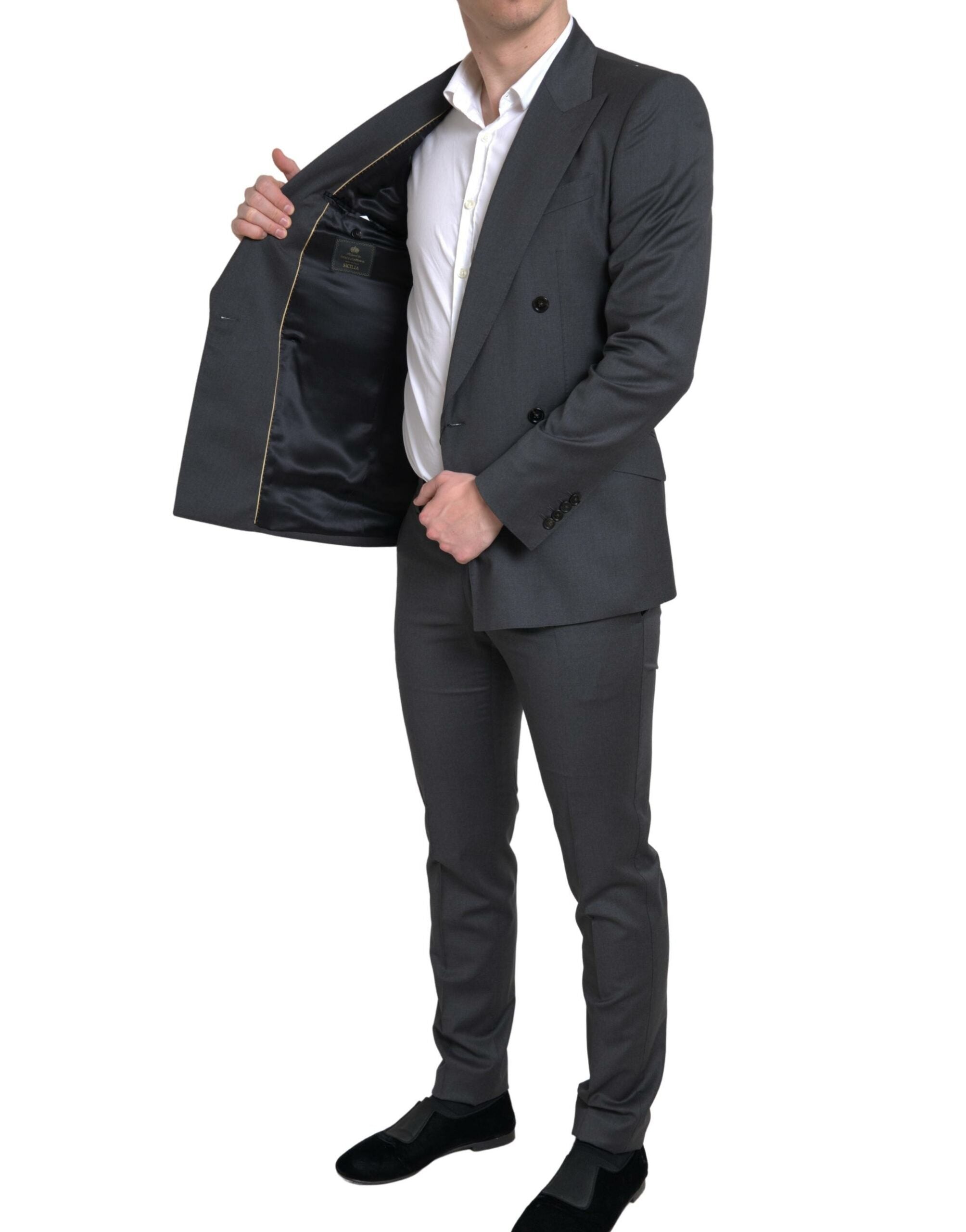 Dolce & Gabbana Gray 2 Piece Double Breasted SICILIA Men's Suit