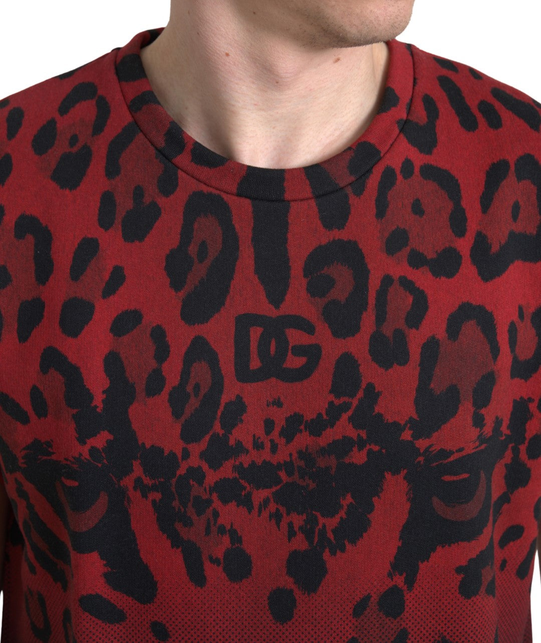 Dolce & Gabbana Red Leopard Print Cotton Tank Men's Top