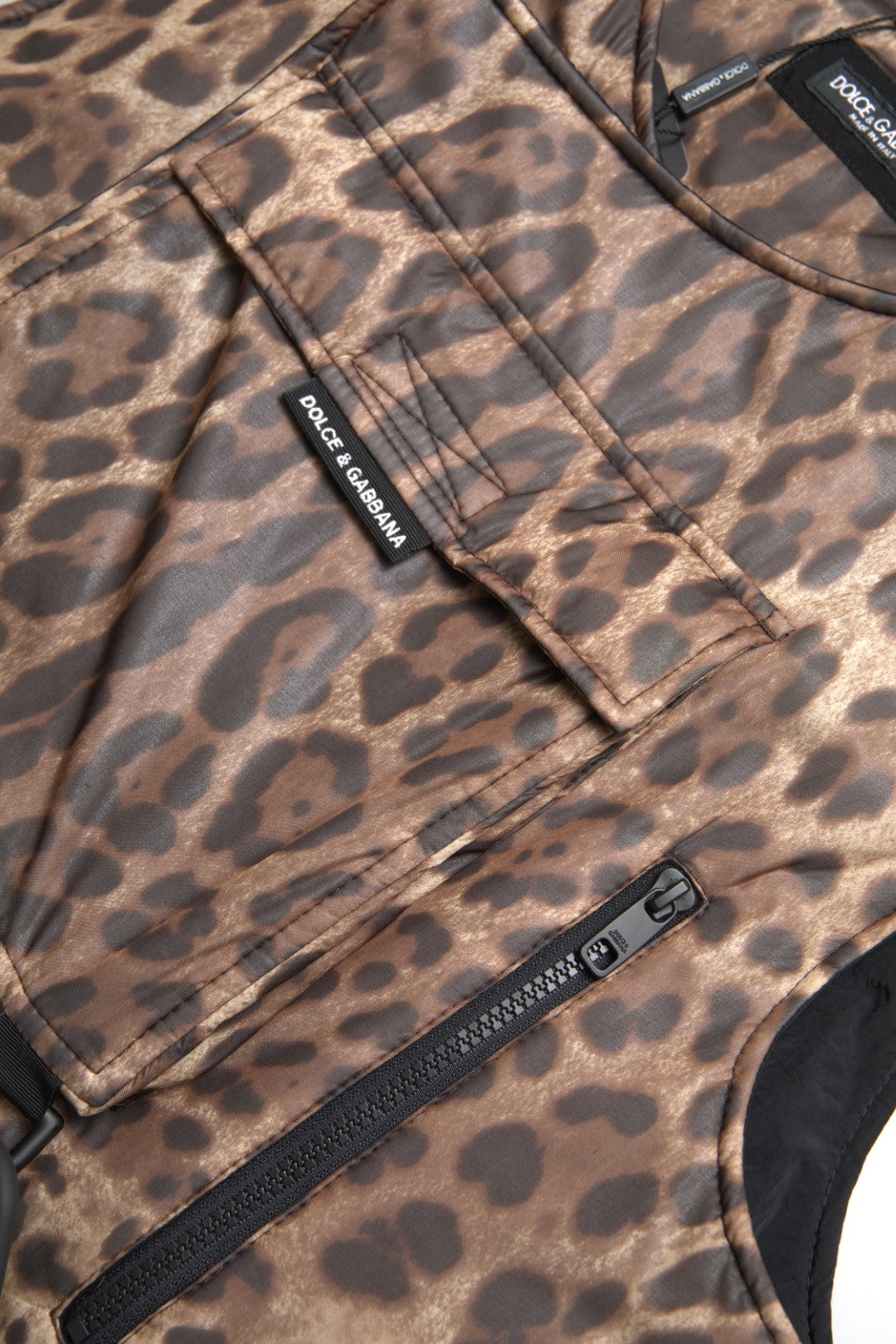 Dolce & Gabbana Brown Leopard Silk Sleeveless Men's Sportswear