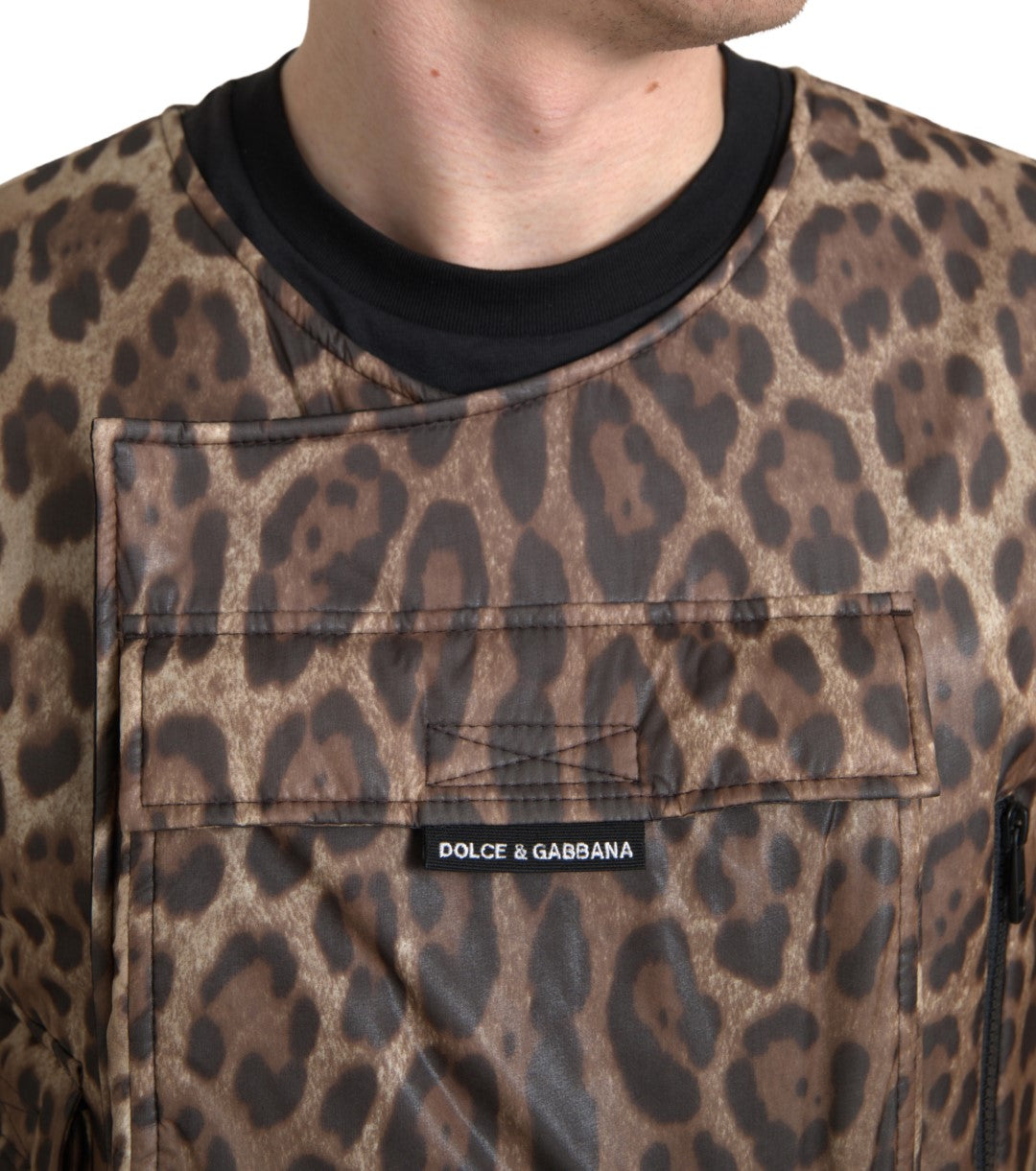Dolce & Gabbana Brown Leopard Silk Sleeveless Men's Sportswear