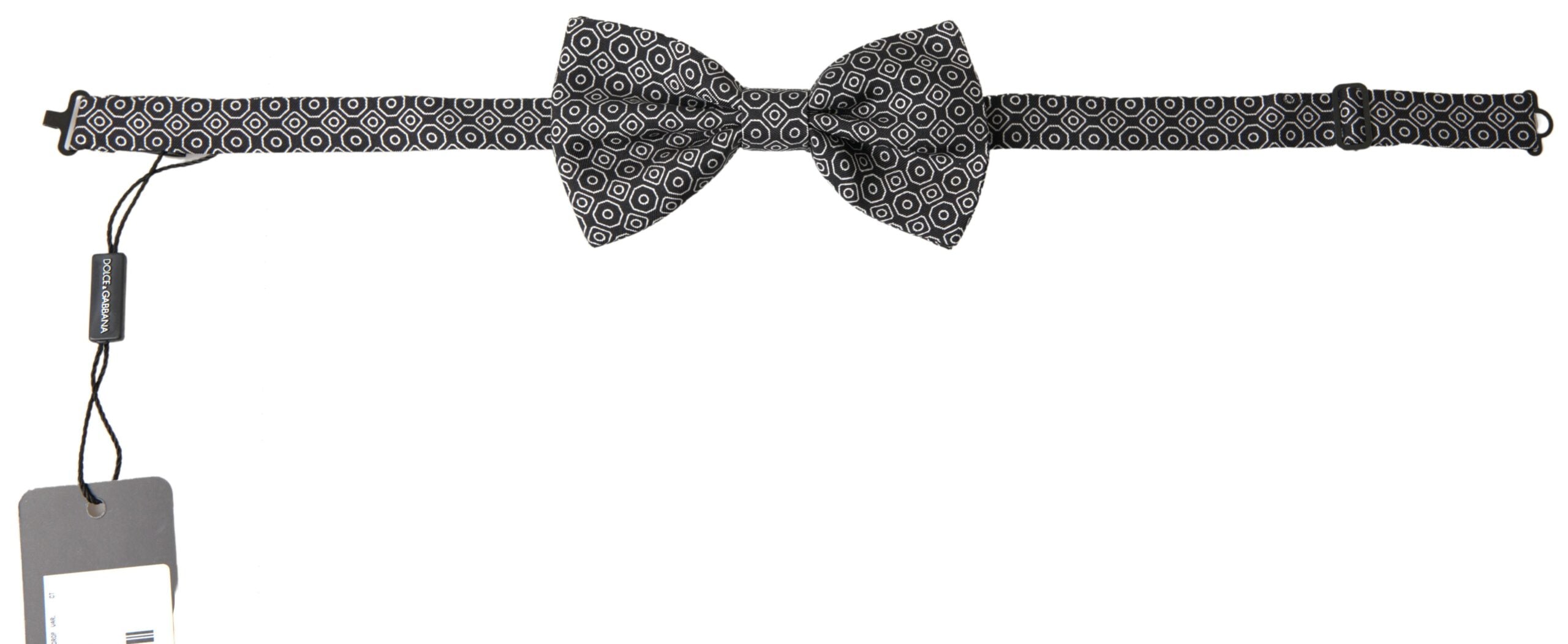 Dolce & Gabbana Elegant Black and White Silk Bow Men's Tie