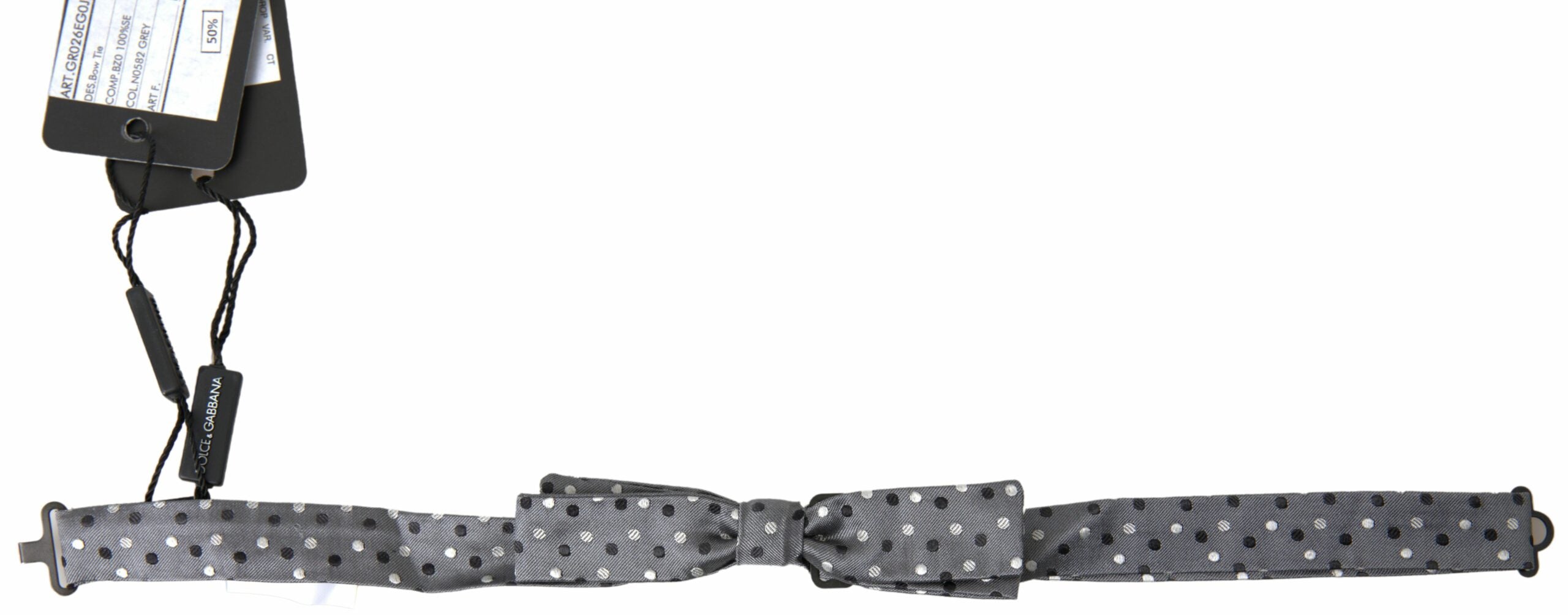 Dolce & Gabbana Gray Polka Dot Silk Adjustable Men Neck Papillon Bow Men's Tie