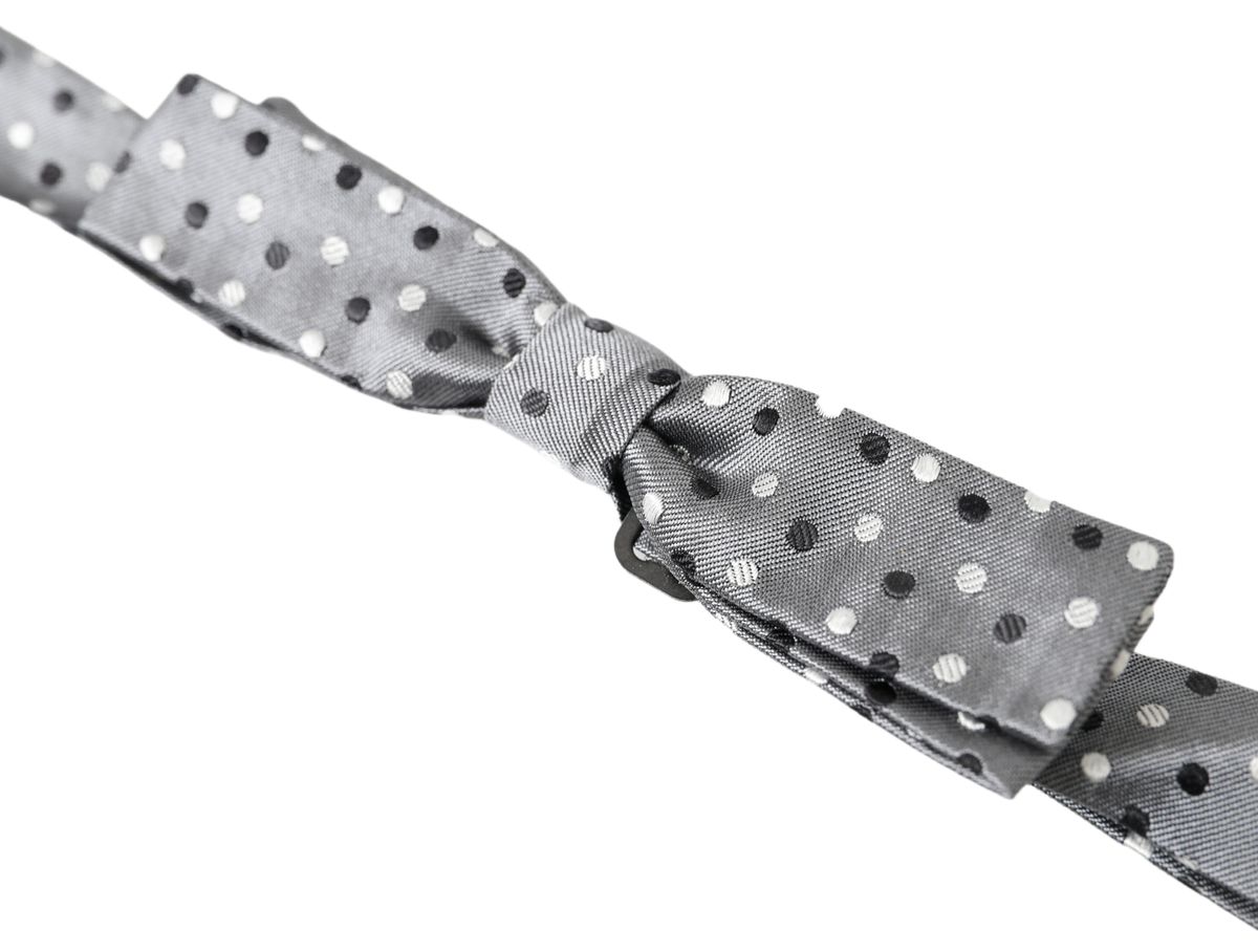 Dolce & Gabbana Gray Polka Dot Silk Adjustable Men Neck Papillon Bow Men's Tie