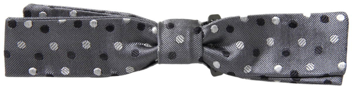 Dolce & Gabbana Gray Polka Dot Silk Adjustable Men Neck Papillon Bow Men's Tie