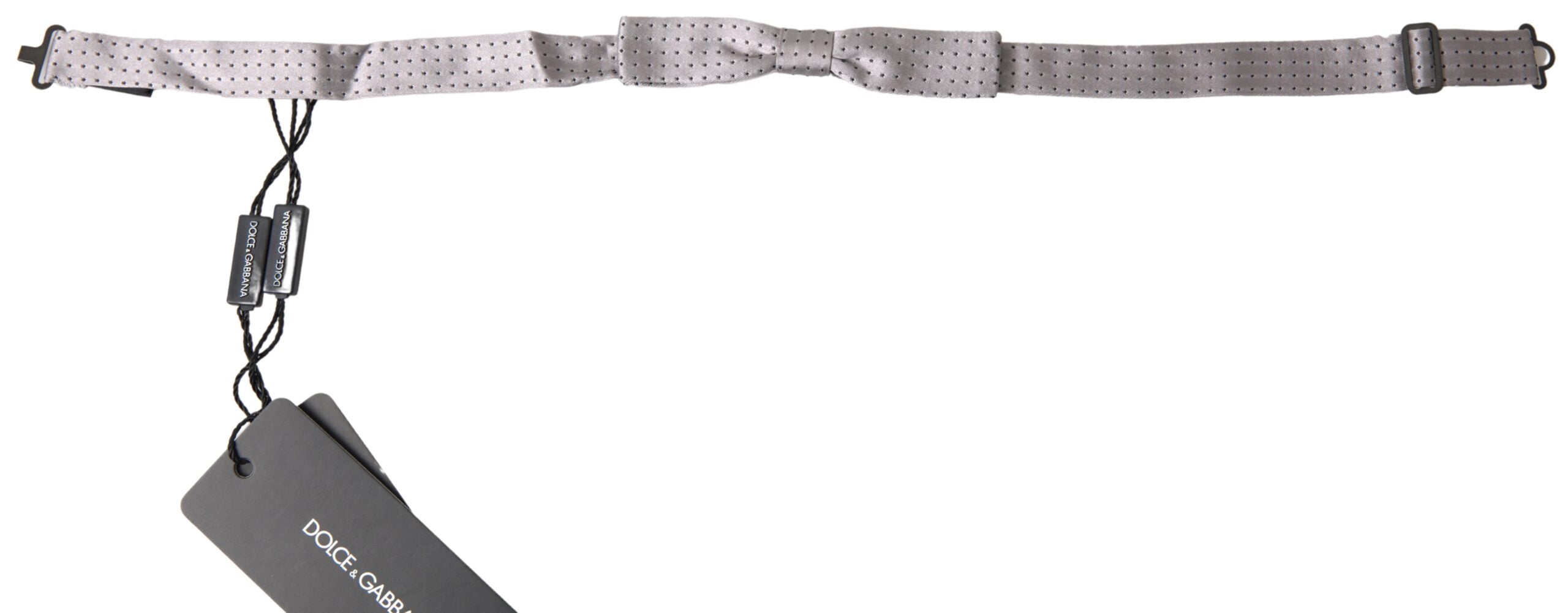 Dolce & Gabbana Gray Dotted Silk Adjustable Men Neck Papillon Bow Men's Tie