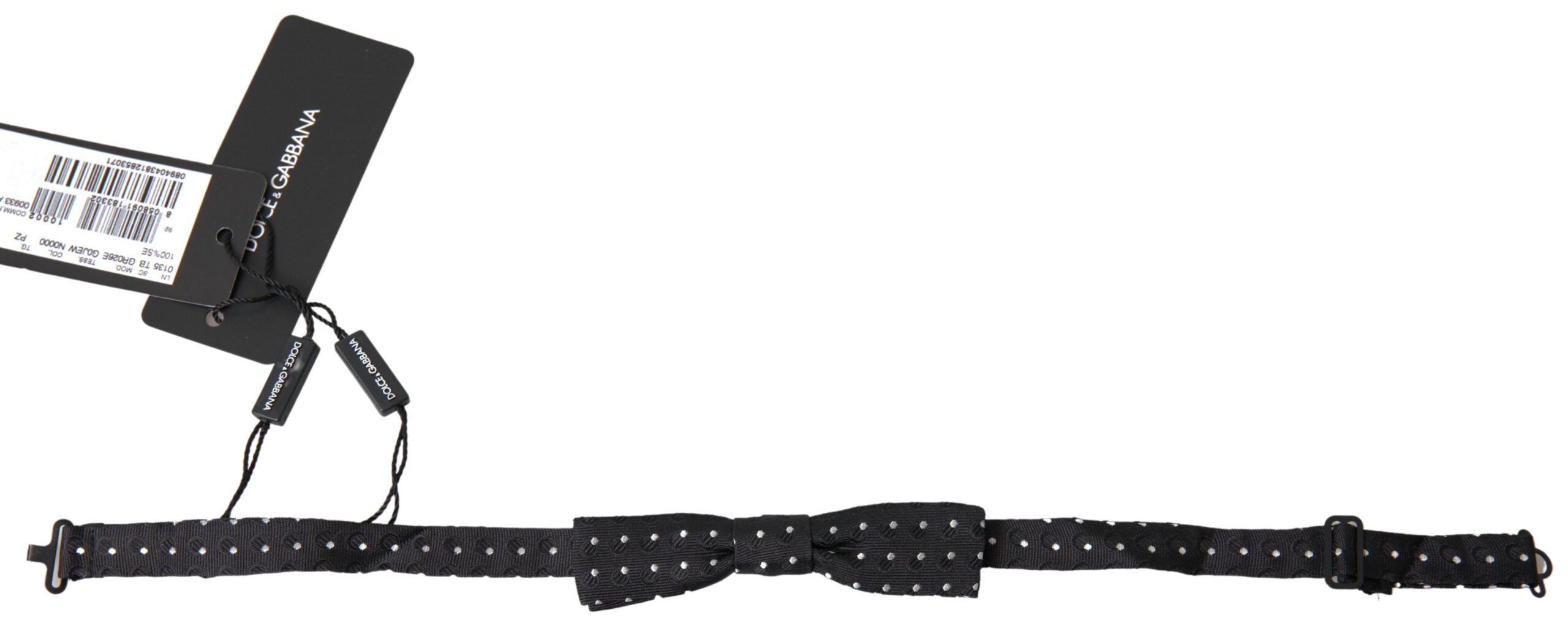 Dolce & Gabbana Black Polka Dot Silk Adjustable Men Neck Papillon Bow Men's Tie