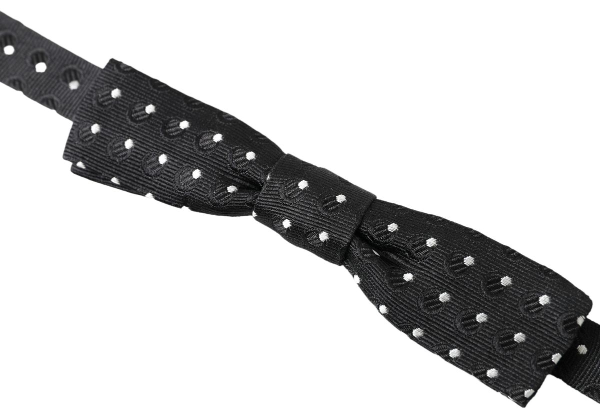 Dolce & Gabbana Black Polka Dot Silk Adjustable Men Neck Papillon Bow Men's Tie