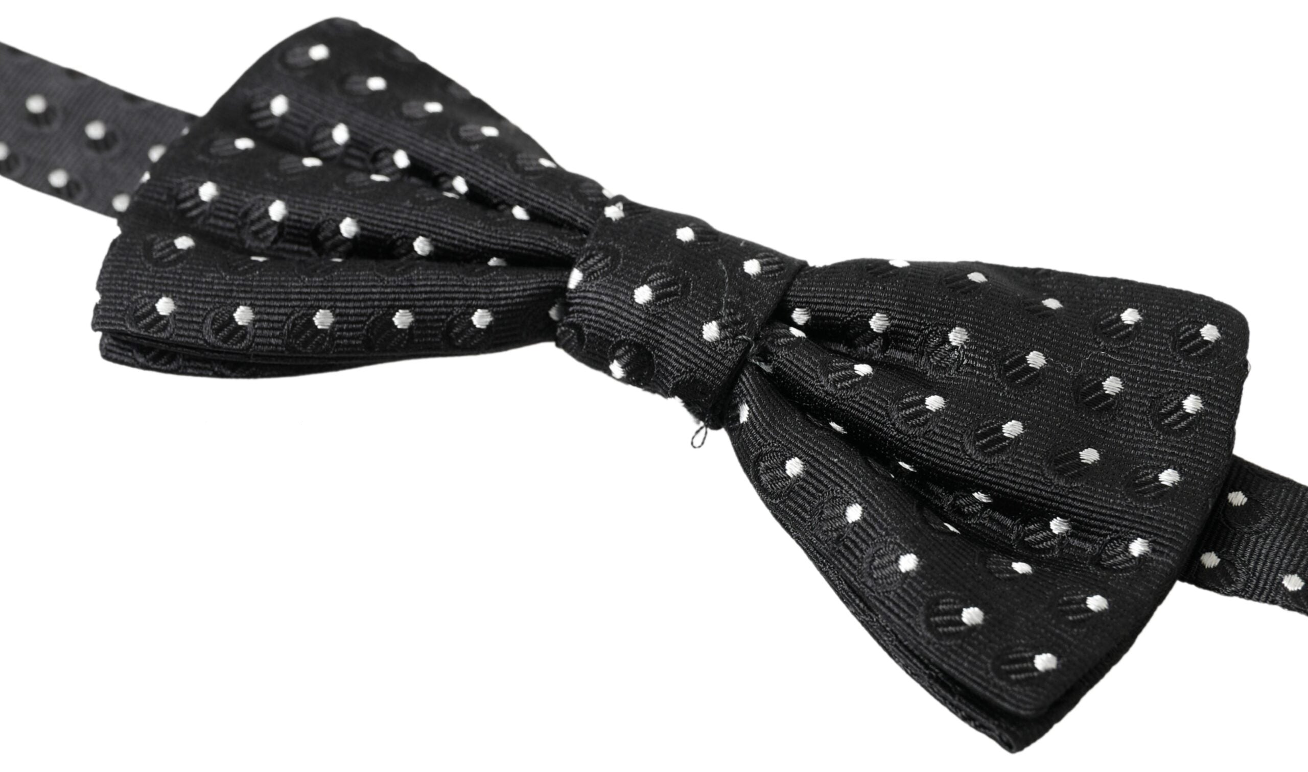 Dolce & Gabbana Black Polka Dot Silk Adjustable Men Neck Papillon Bow Men's Tie