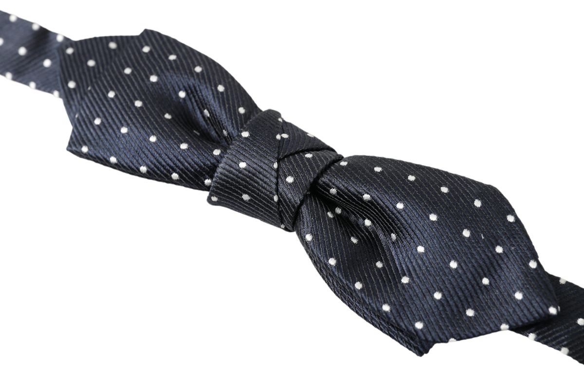 Dolce & Gabbana Blue Polka Dot Silk Adjustable Men Neck Papillon Bow Men's Tie