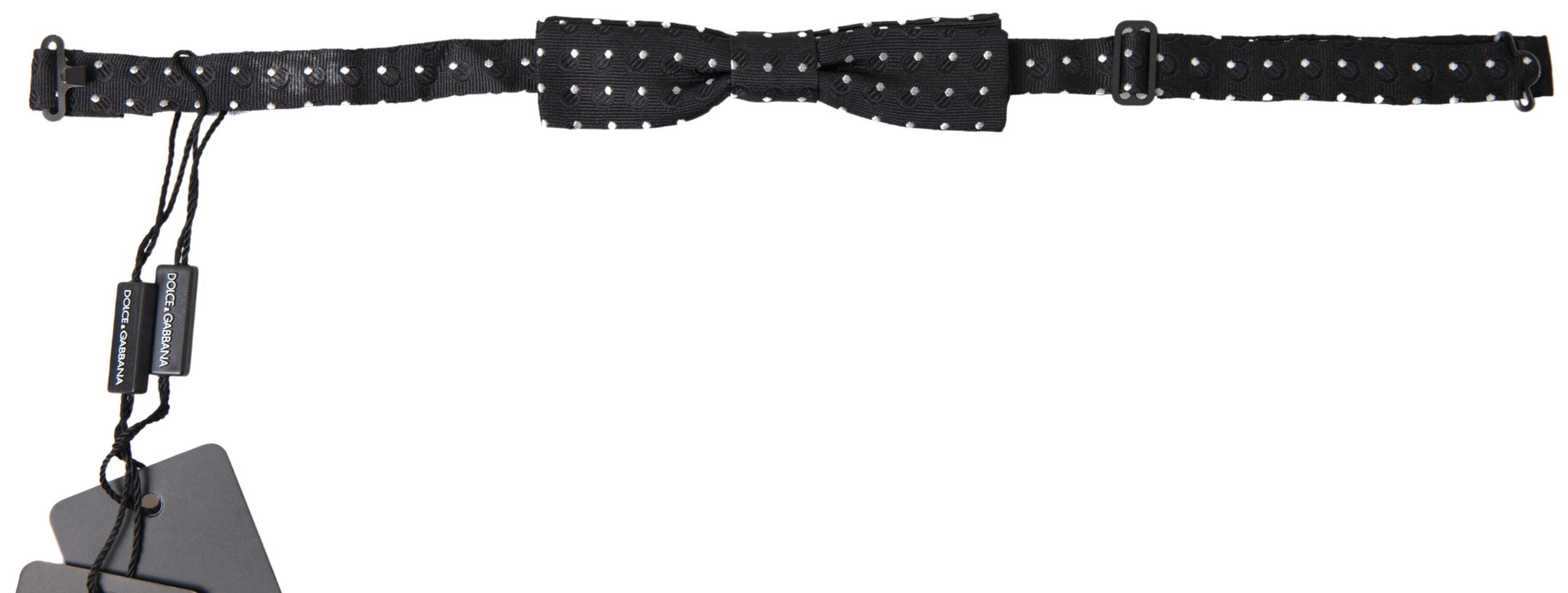 Dolce & Gabbana Black Polka Dot Silk Adjustable Men Neck Papillon Bow Men's Tie