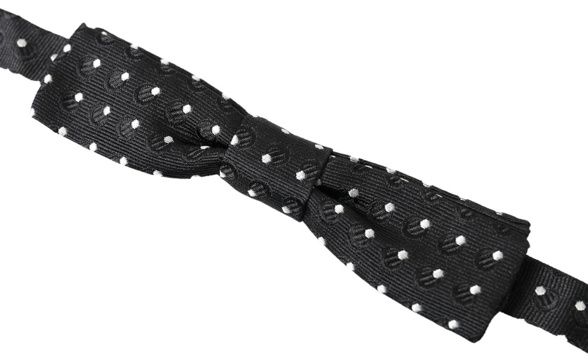 Dolce & Gabbana Black Polka Dot Silk Adjustable Men Neck Papillon Bow Men's Tie