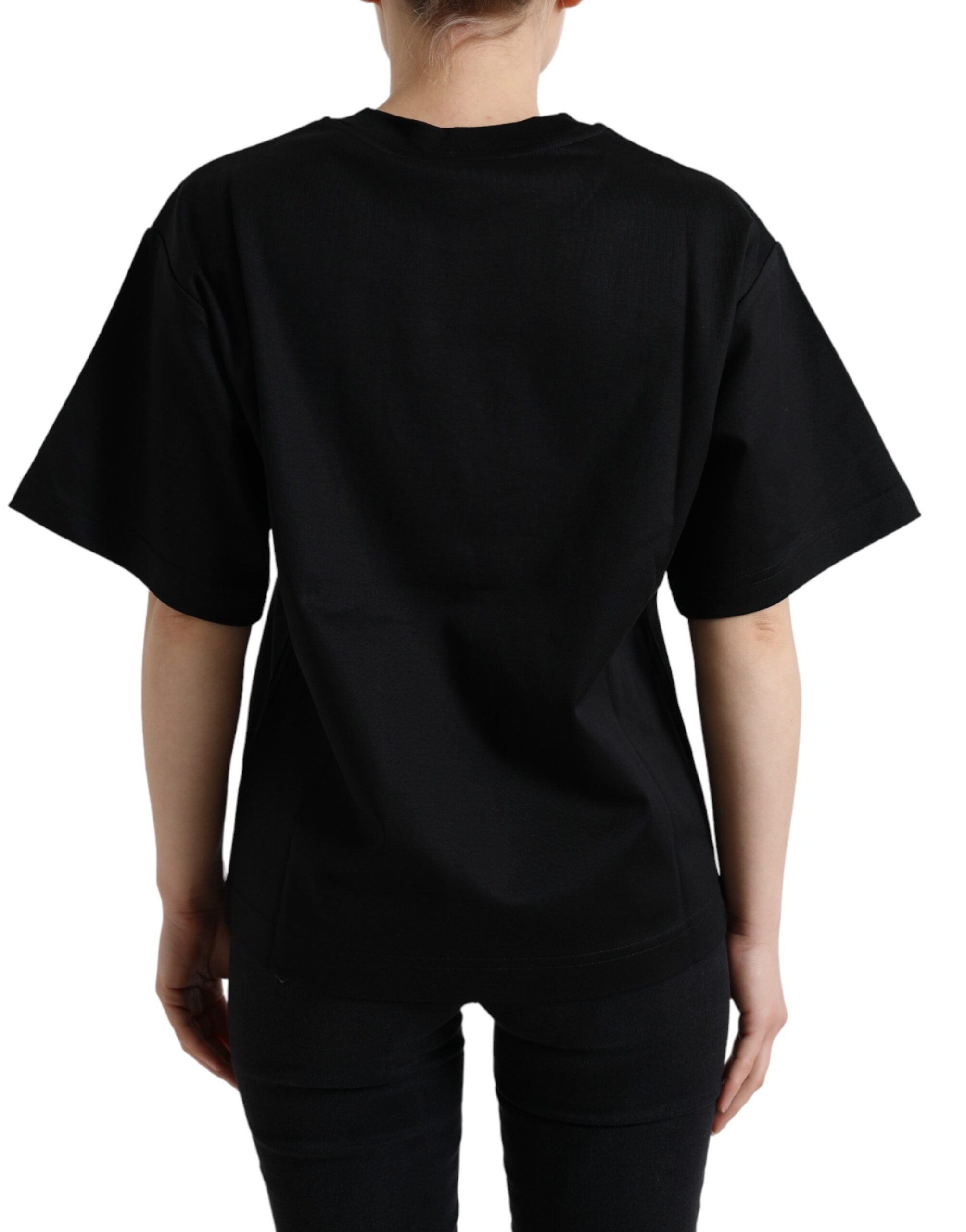 Dolce & Gabbana Elegant Black Crystal-Embellished Women's T-Shirt
