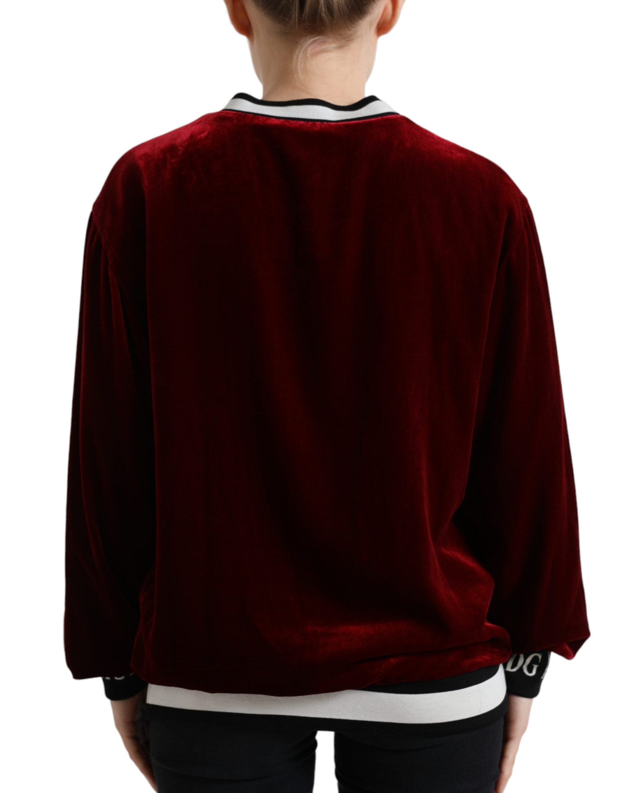 Dolce & Gabbana Elegant Bordeaux Silk-Blend Women's Sweater