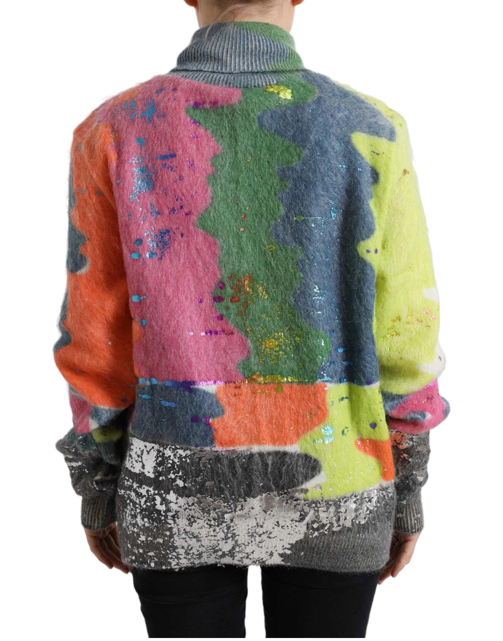 Dolce & Gabbana Multicolor Mohair Stripe Turtleneck Women's Sweater