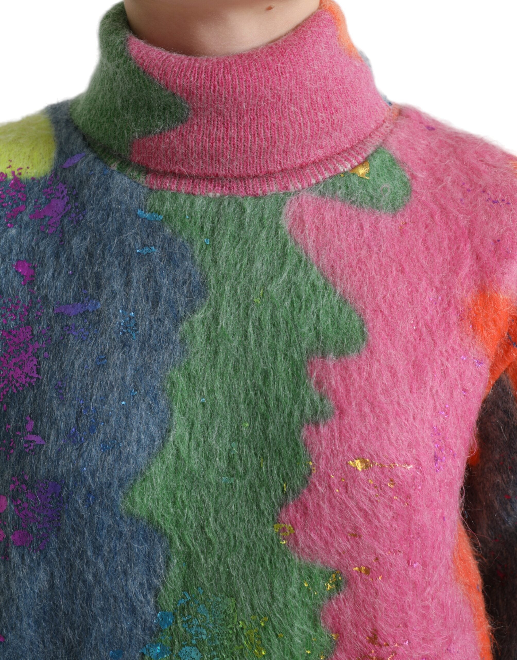 Dolce & Gabbana Multicolor Mohair Stripe Turtleneck Women's Sweater
