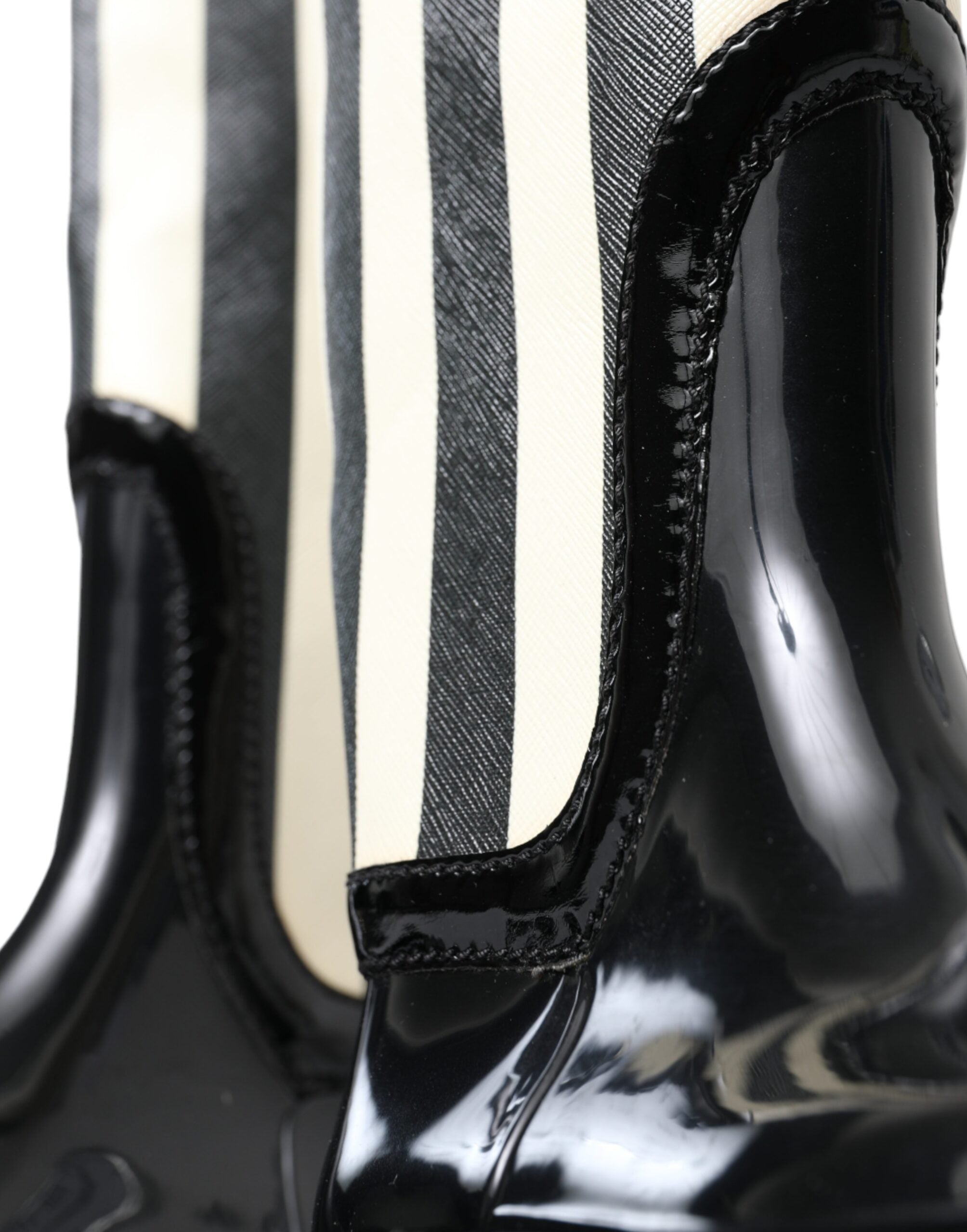 Dolce & Gabbana Black Rubber Knee High Flat Boots Women's Shoes