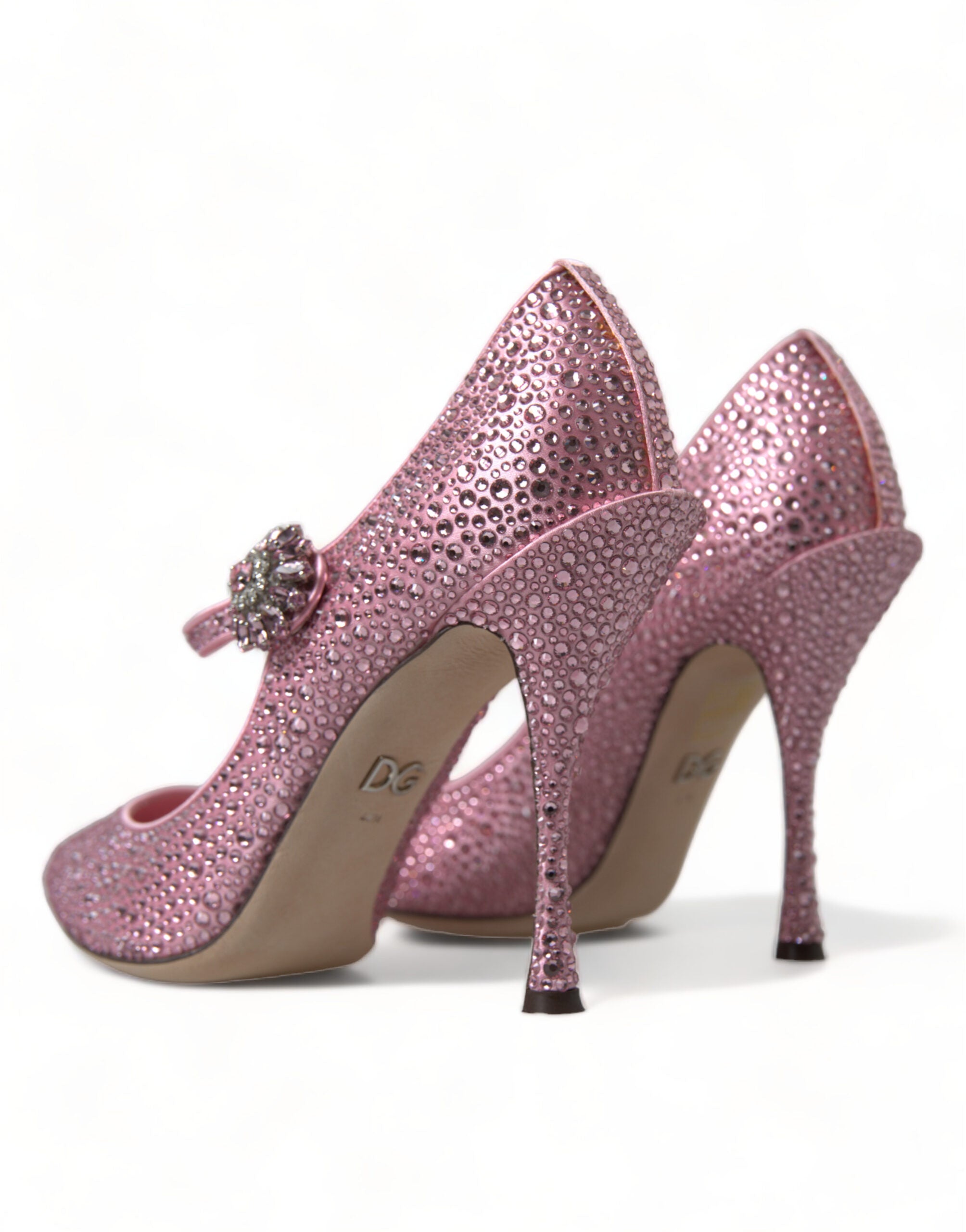 Dolce & Gabbana Pink Strass Crystal Heels Pumps Women's Shoes