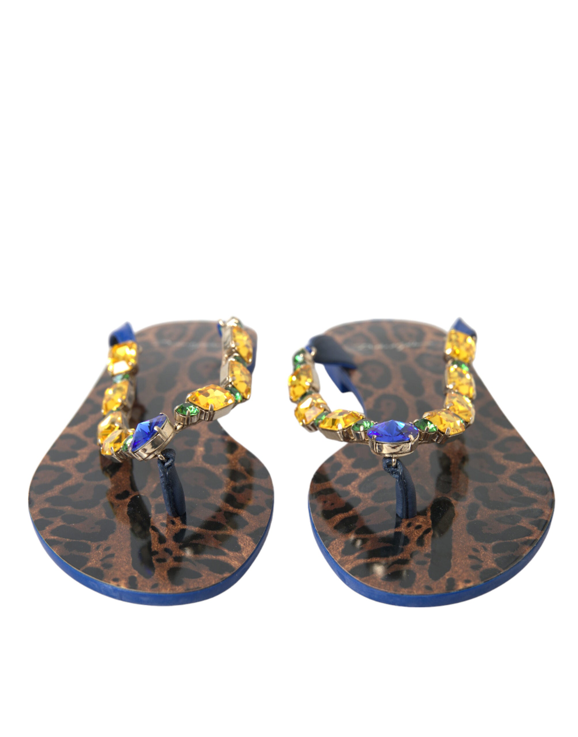 Dolce & Gabbana Blue Crystals Flats Sandals Beachwear Women's Shoes
