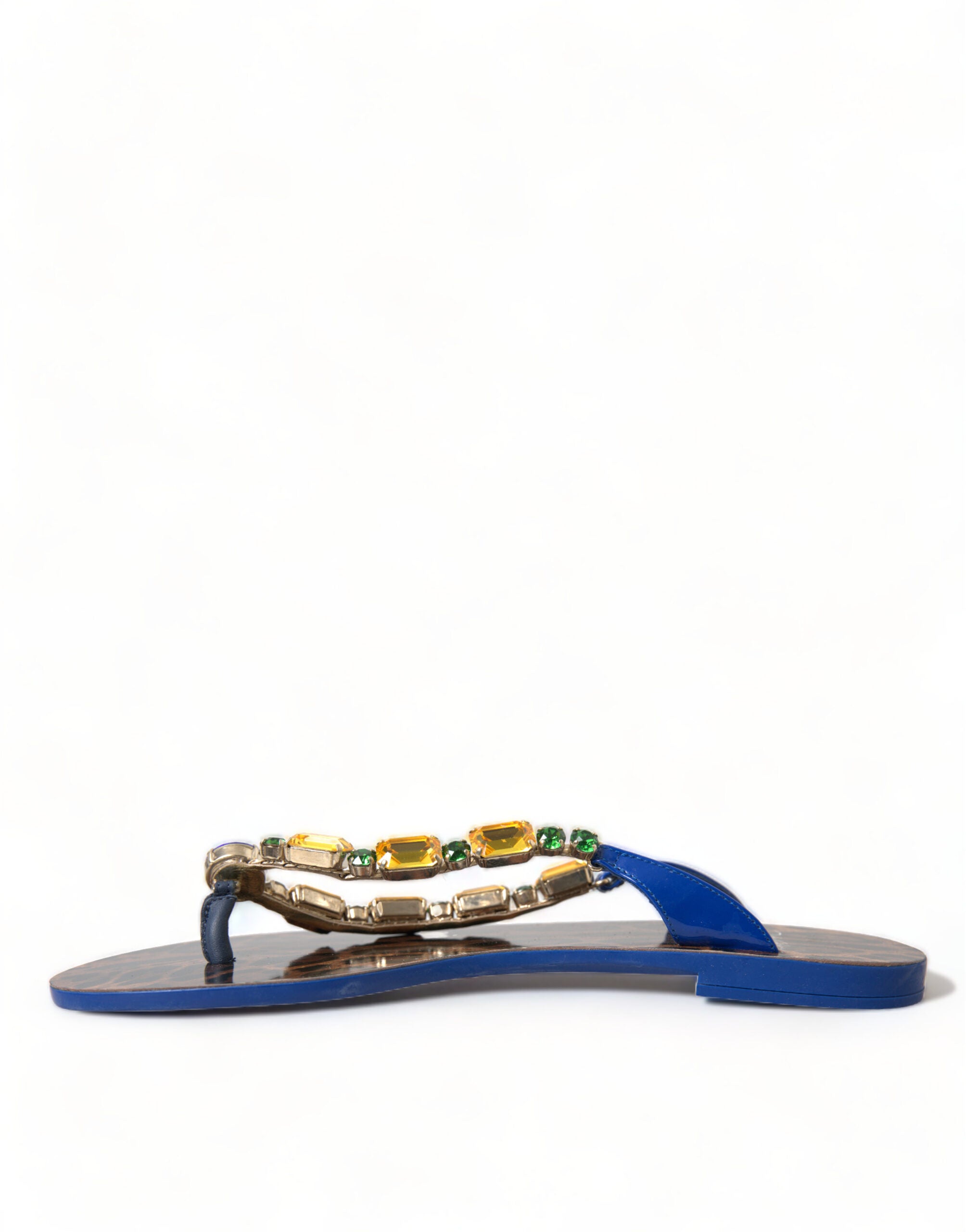 Dolce & Gabbana Blue Crystals Flats Sandals Beachwear Women's Shoes