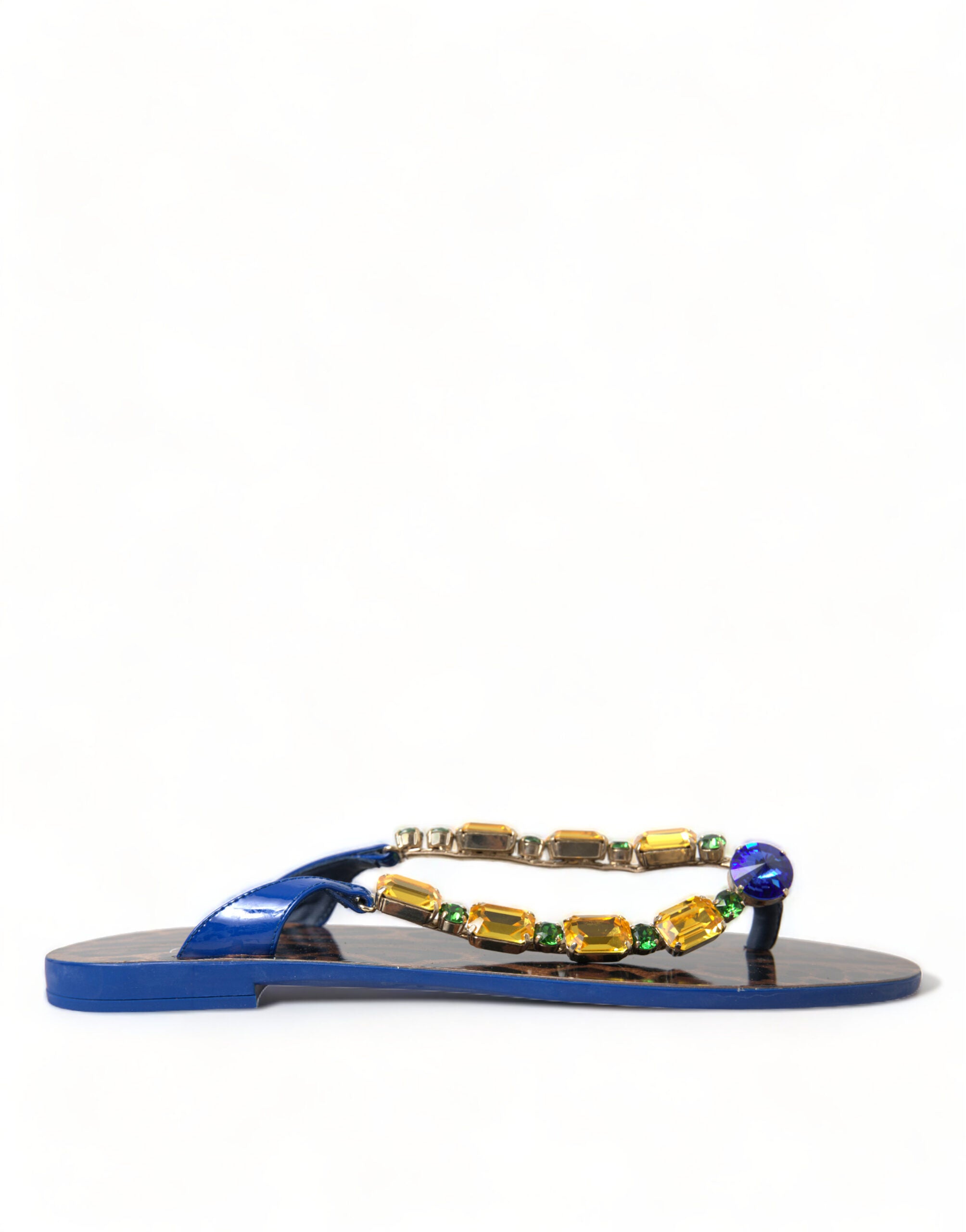 Dolce & Gabbana Blue Crystals Flats Sandals Beachwear Women's Shoes