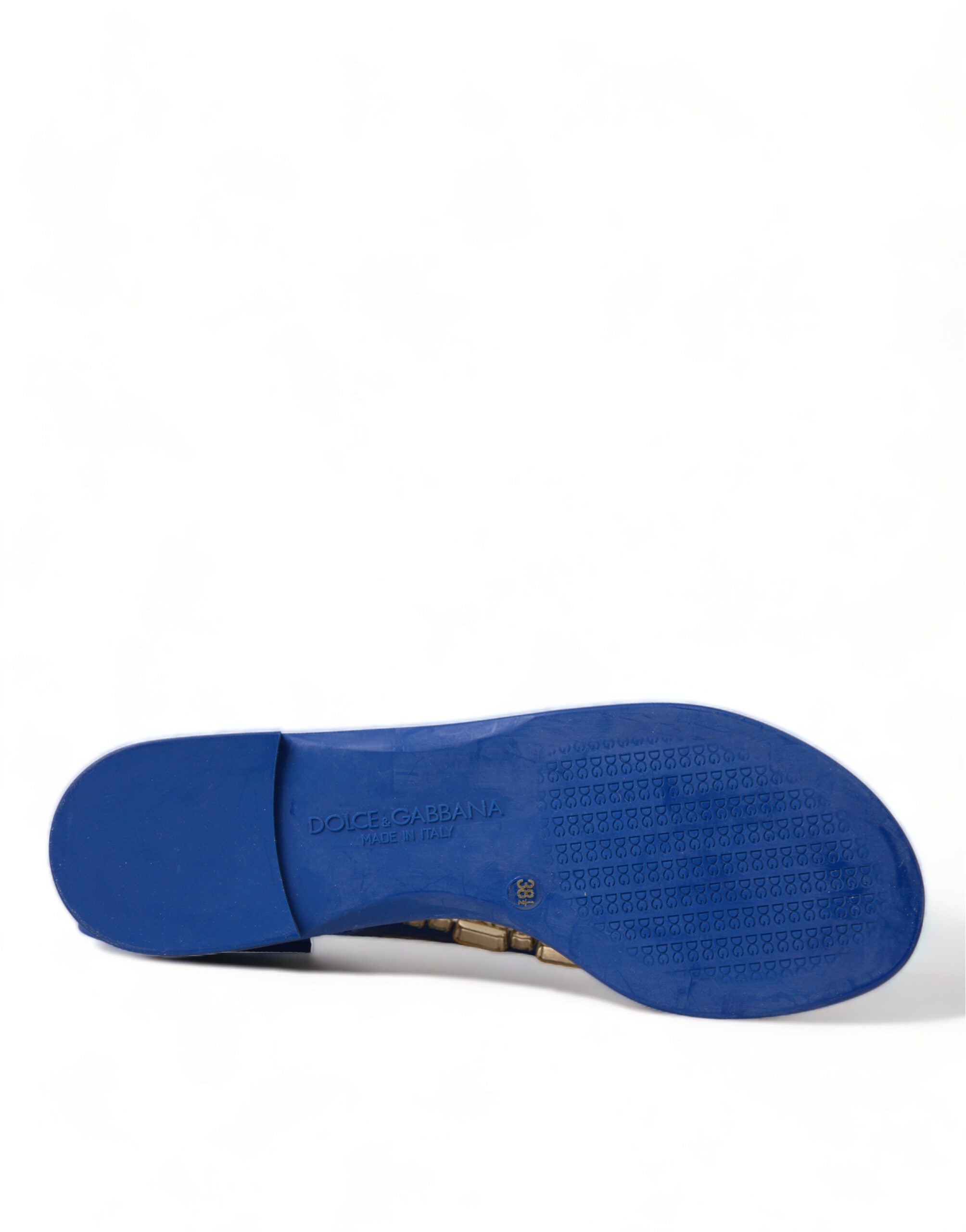 Dolce & Gabbana Blue Crystals Flats Sandals Beachwear Women's Shoes