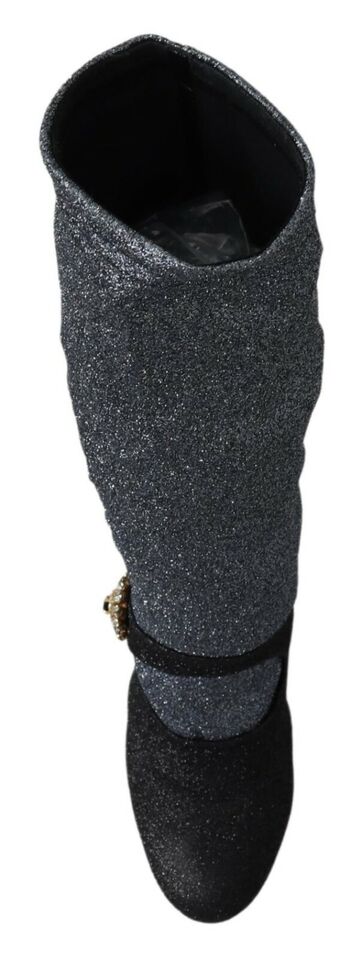 Dolce & Gabbana Black Crystal Mary Janes Booties Women's Shoes