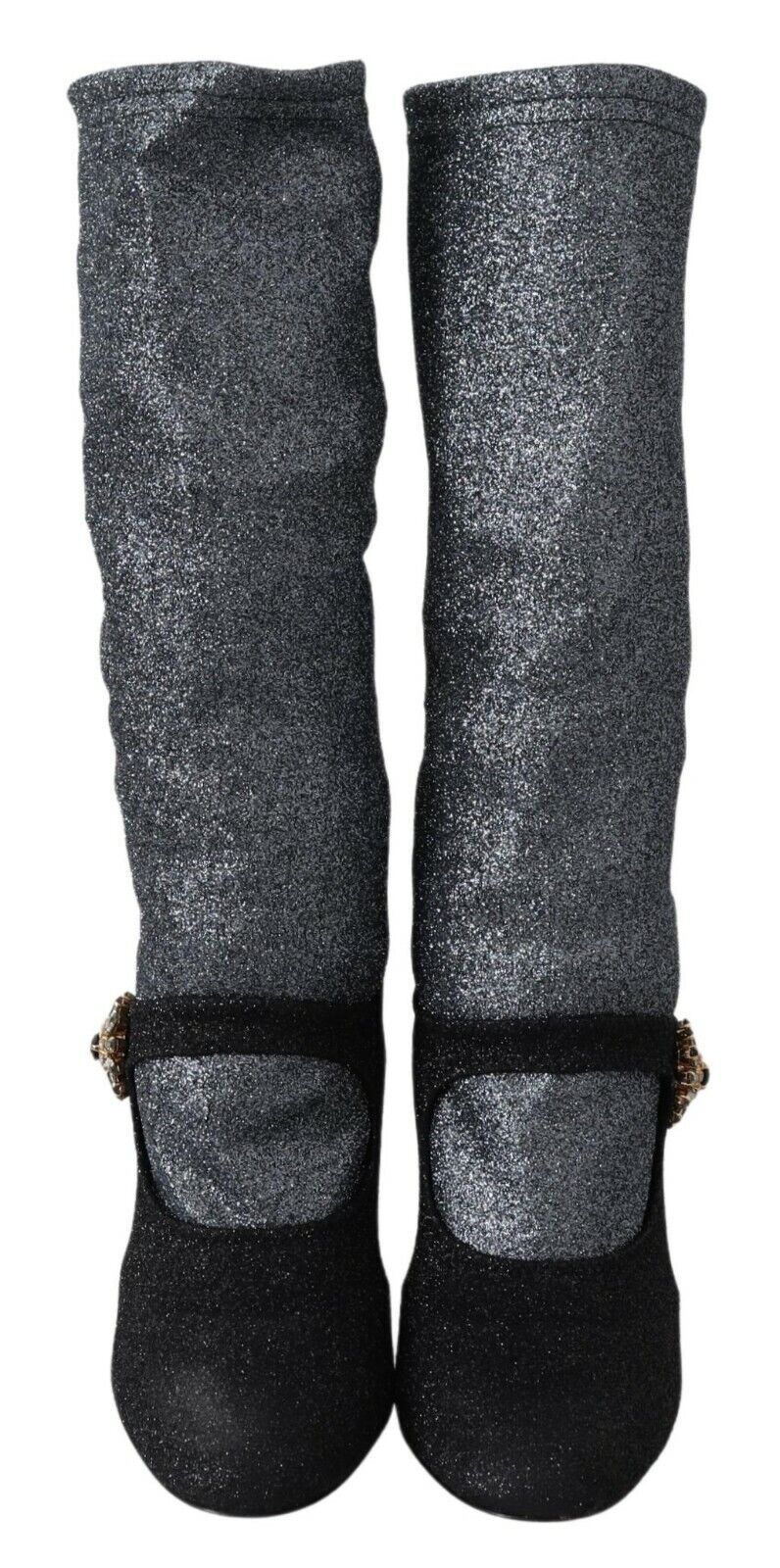 Dolce & Gabbana Black Crystal Mary Janes Booties Women's Shoes