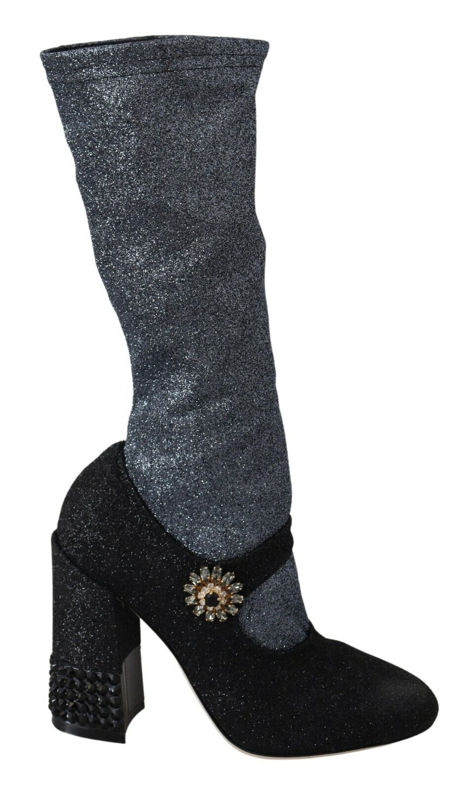 Dolce & Gabbana Black Crystal Mary Janes Booties Women's Shoes