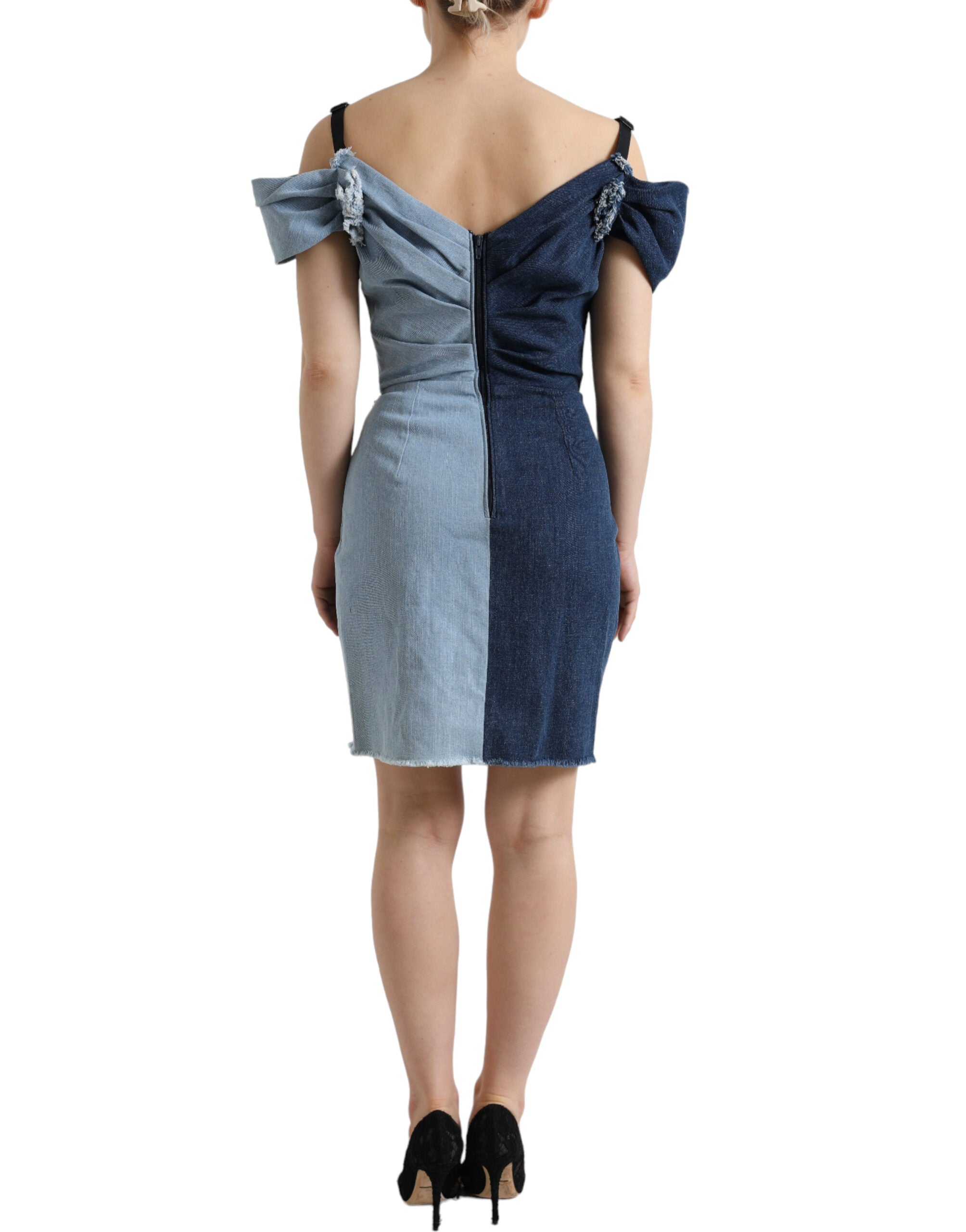 Dolce & Gabbana Blue Patchwork Two Tone Denim Mini Women's Dress