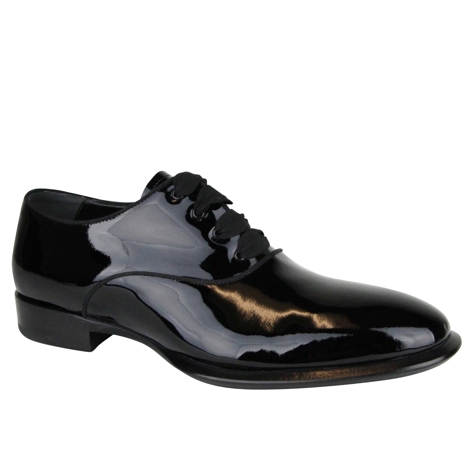 Alexander McQueen Men's Patent Black Leather Dress Shoes, 6.5 / Black