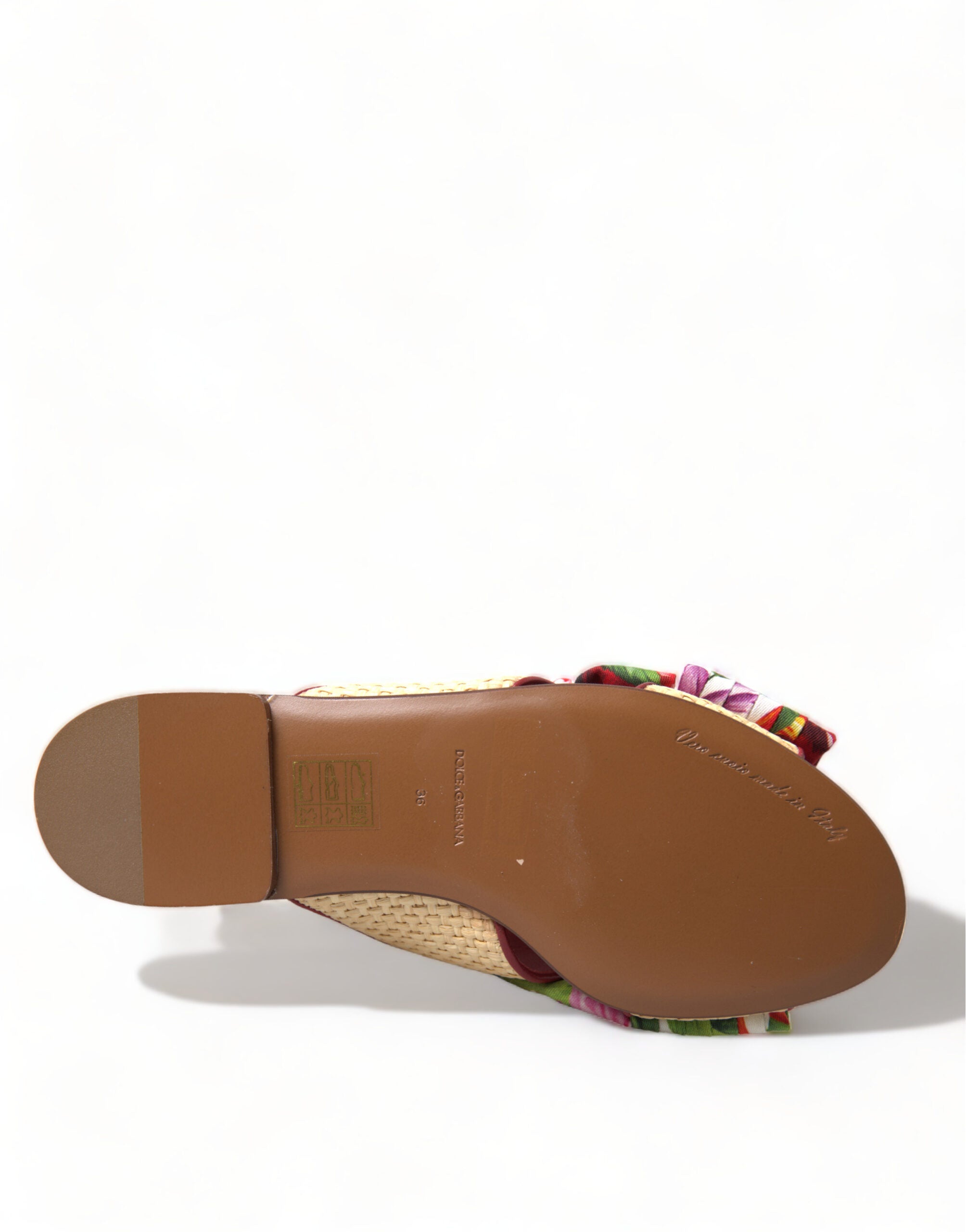 Dolce & Gabbana Multicolor Floral Flats Crystal Sandals Women's Shoes