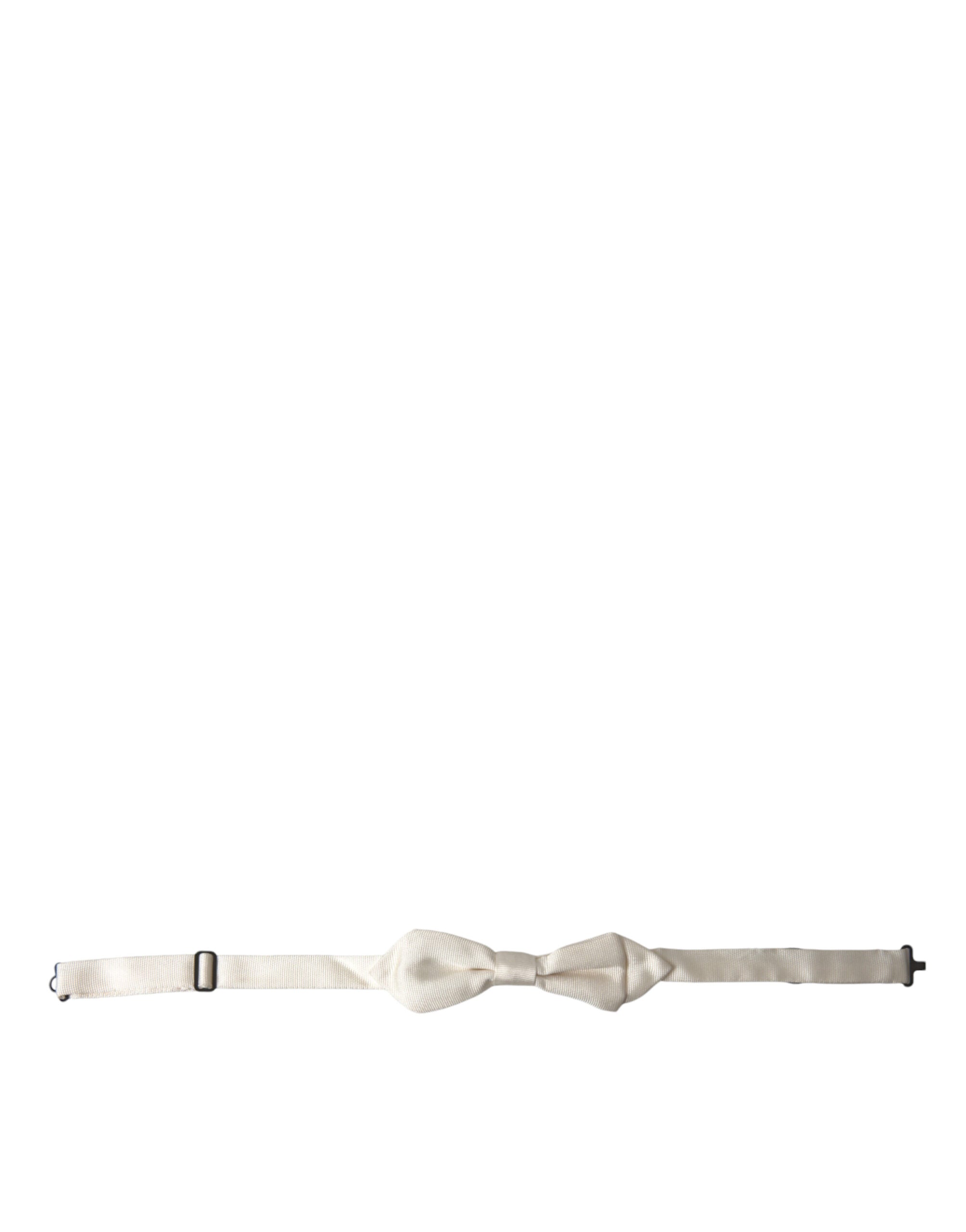 Dolce & Gabbana White Silk Slim Adjustable Neck Papillon Bow Men's Tie