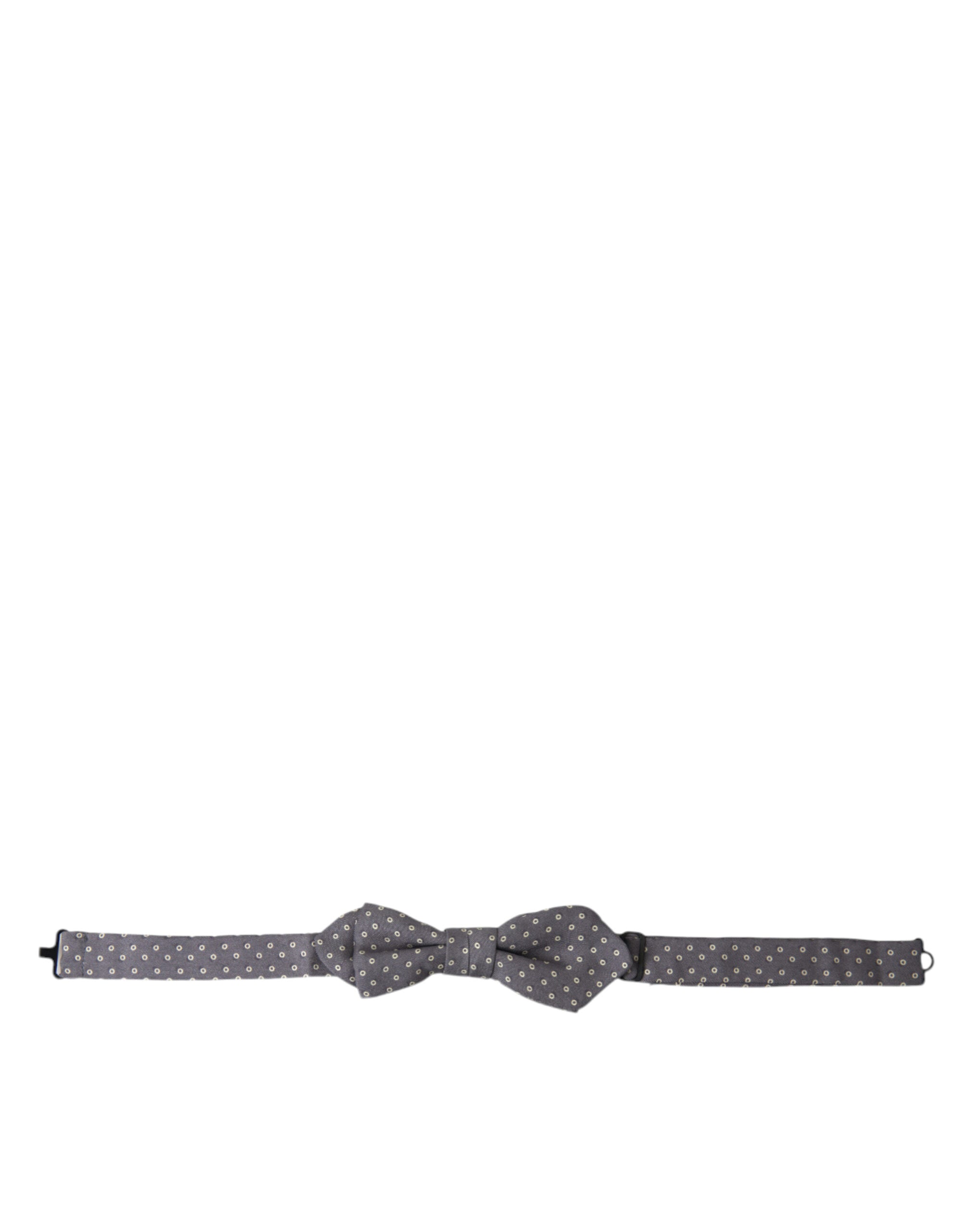 Dolce & Gabbana Gray Polka Dots Silk Adjustable Neck Papillon Bow Men's Tie