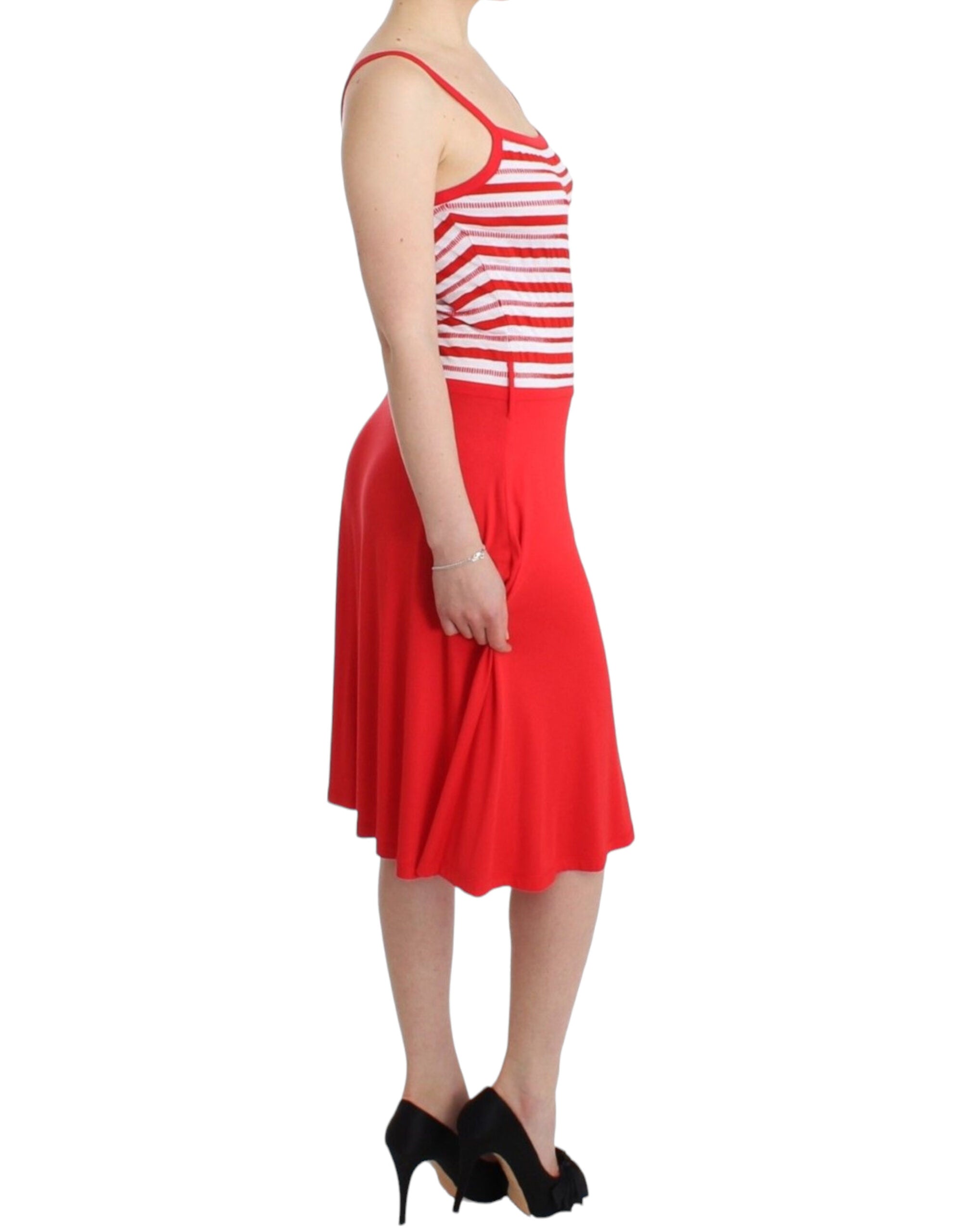 Roccobarocco Red striped jersey A-line Women's dress