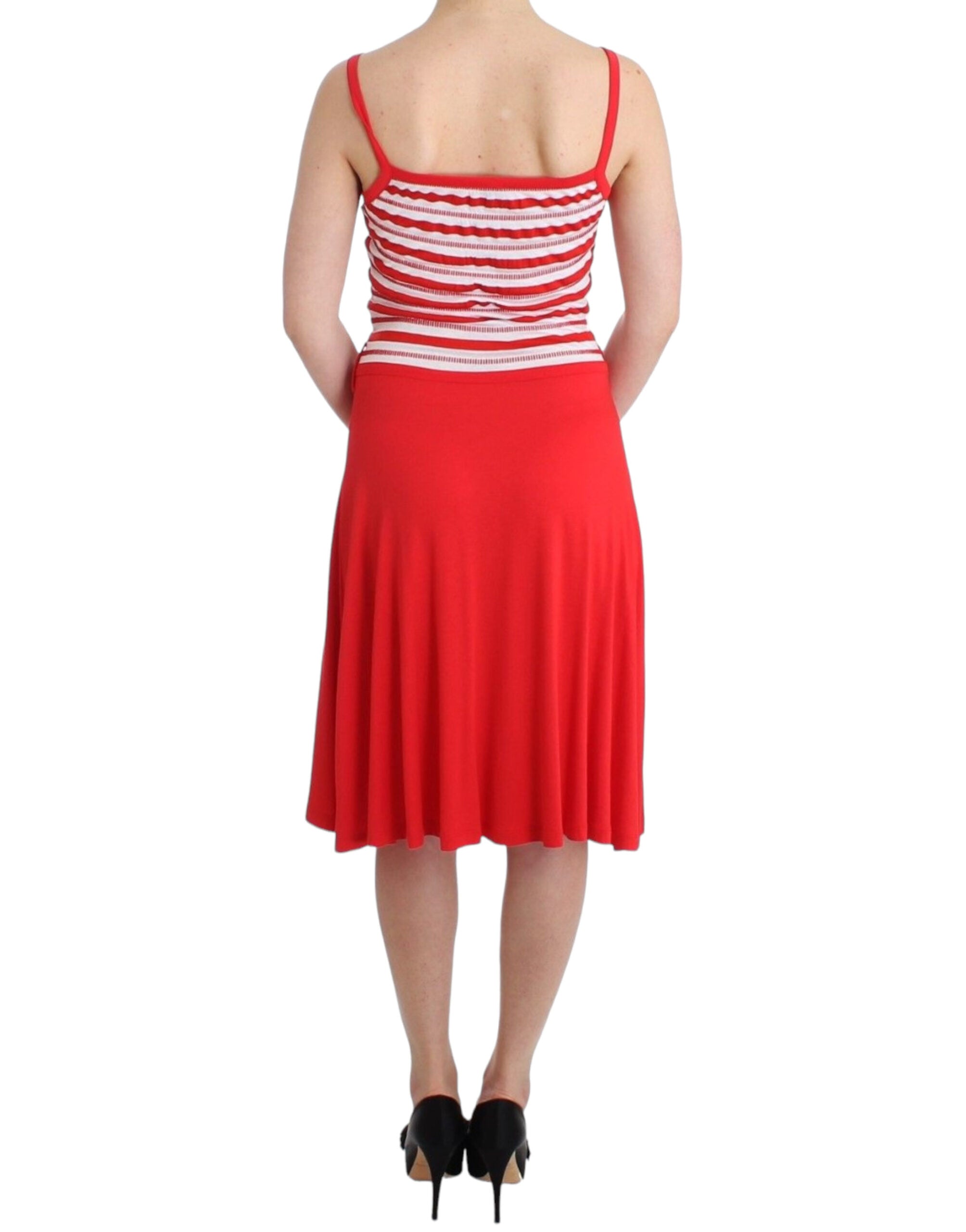 Roccobarocco Red striped jersey A-line Women's dress