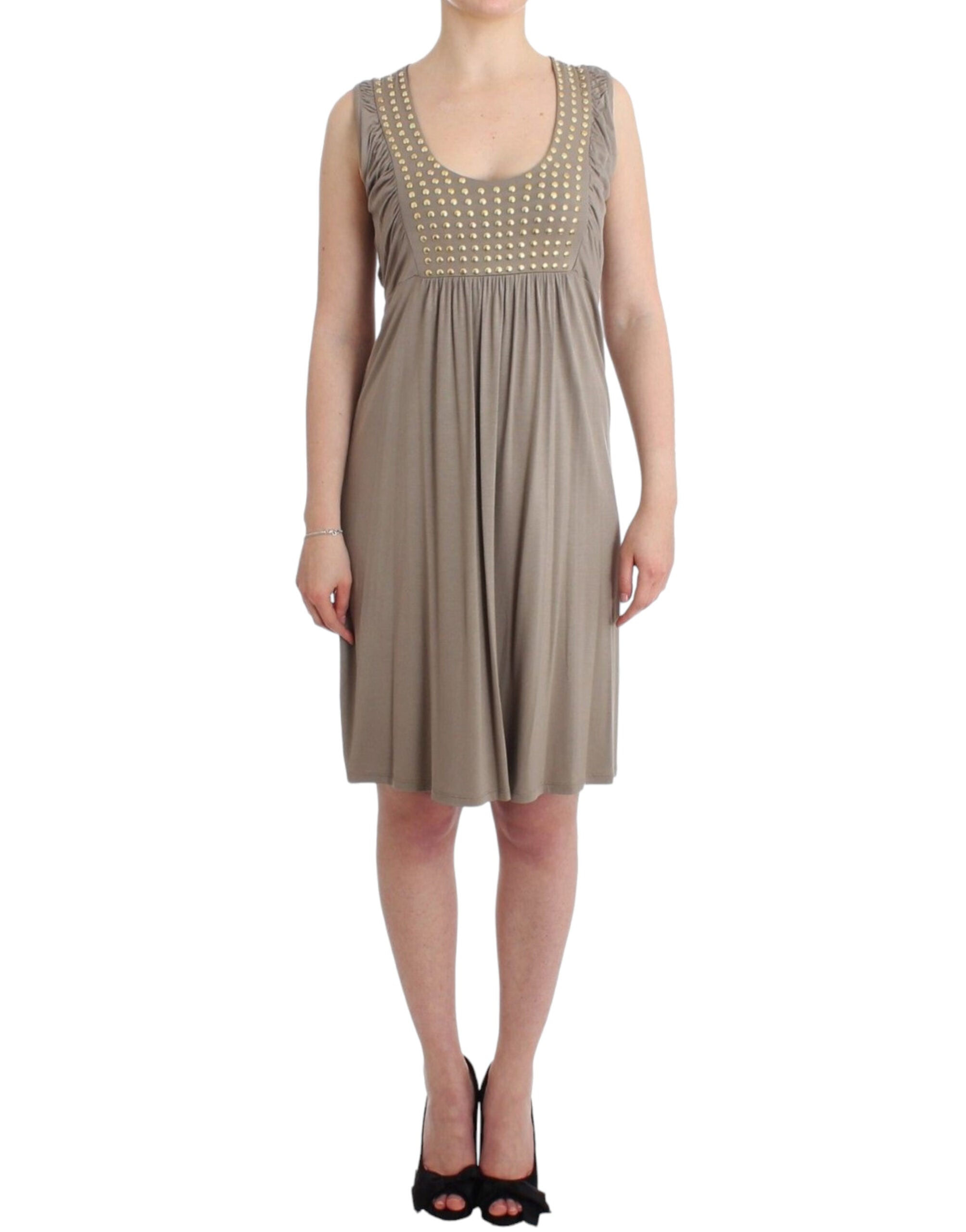 Roccobarocco Studded Sheath Knee-Length Dress in Women's Beige