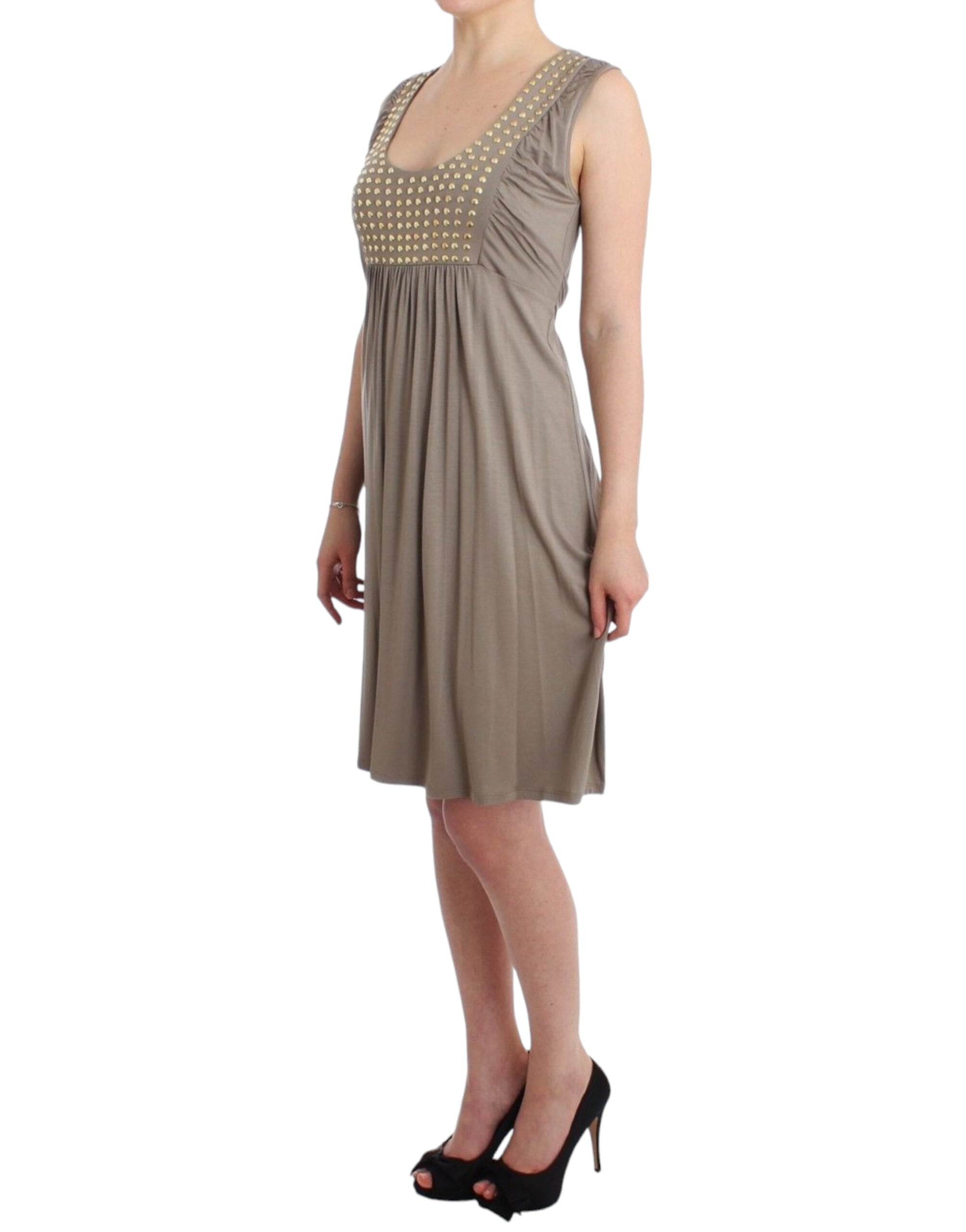 Roccobarocco Studded Sheath Knee-Length Dress in Women's Beige