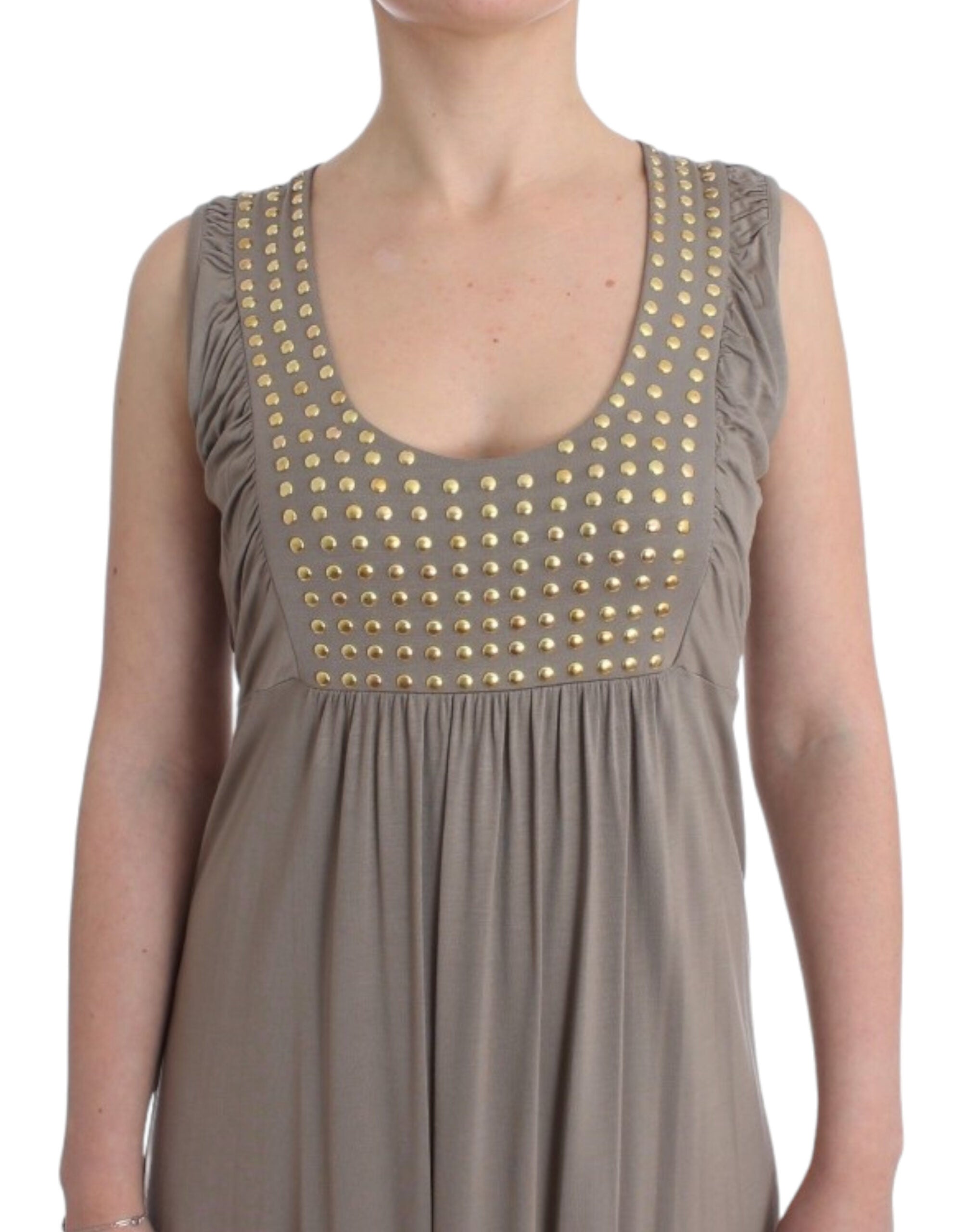 Roccobarocco Studded Sheath Knee-Length Dress in Women's Beige