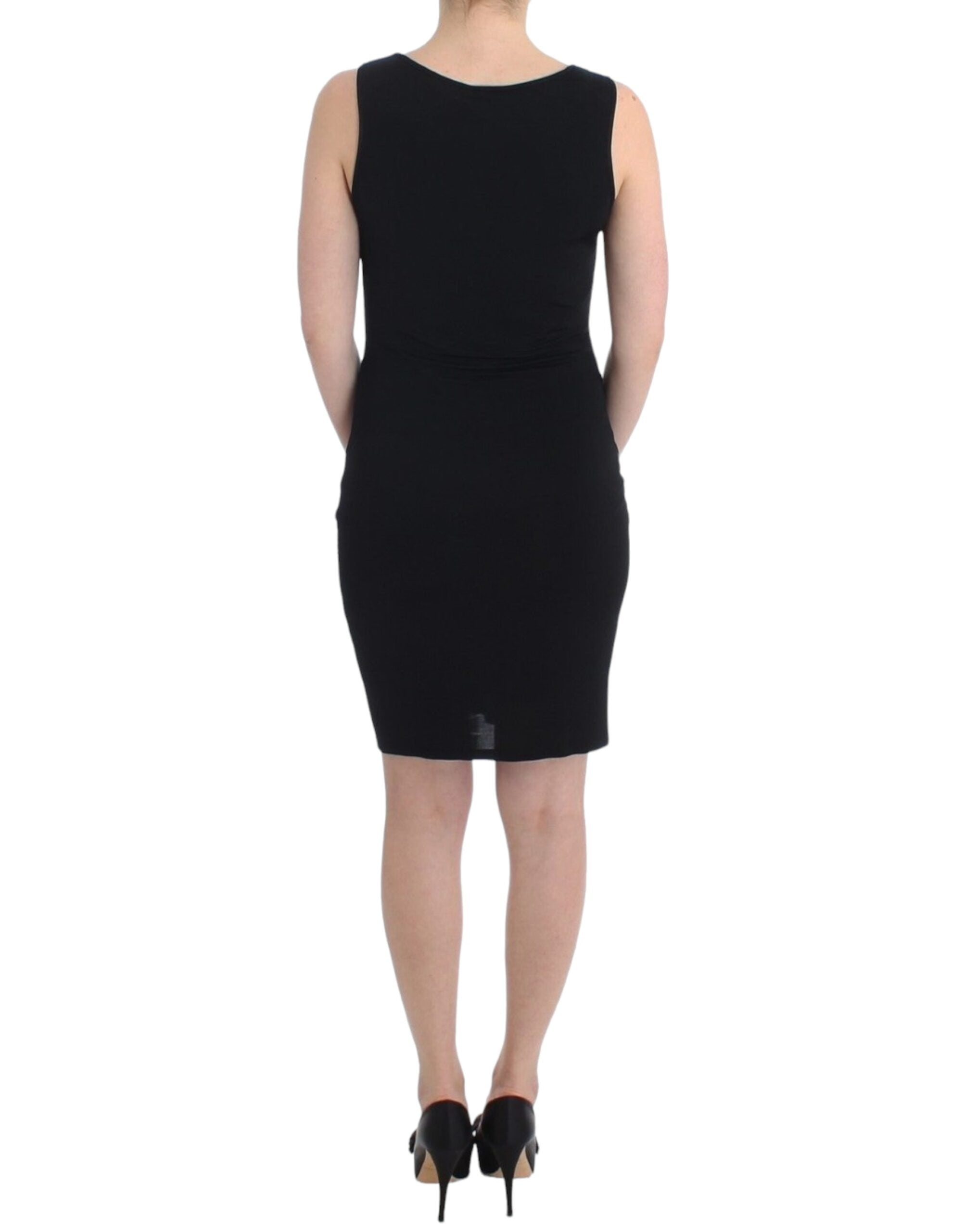Roccobarocco Elegant Black Sheath Knee-Length Women's Dress
