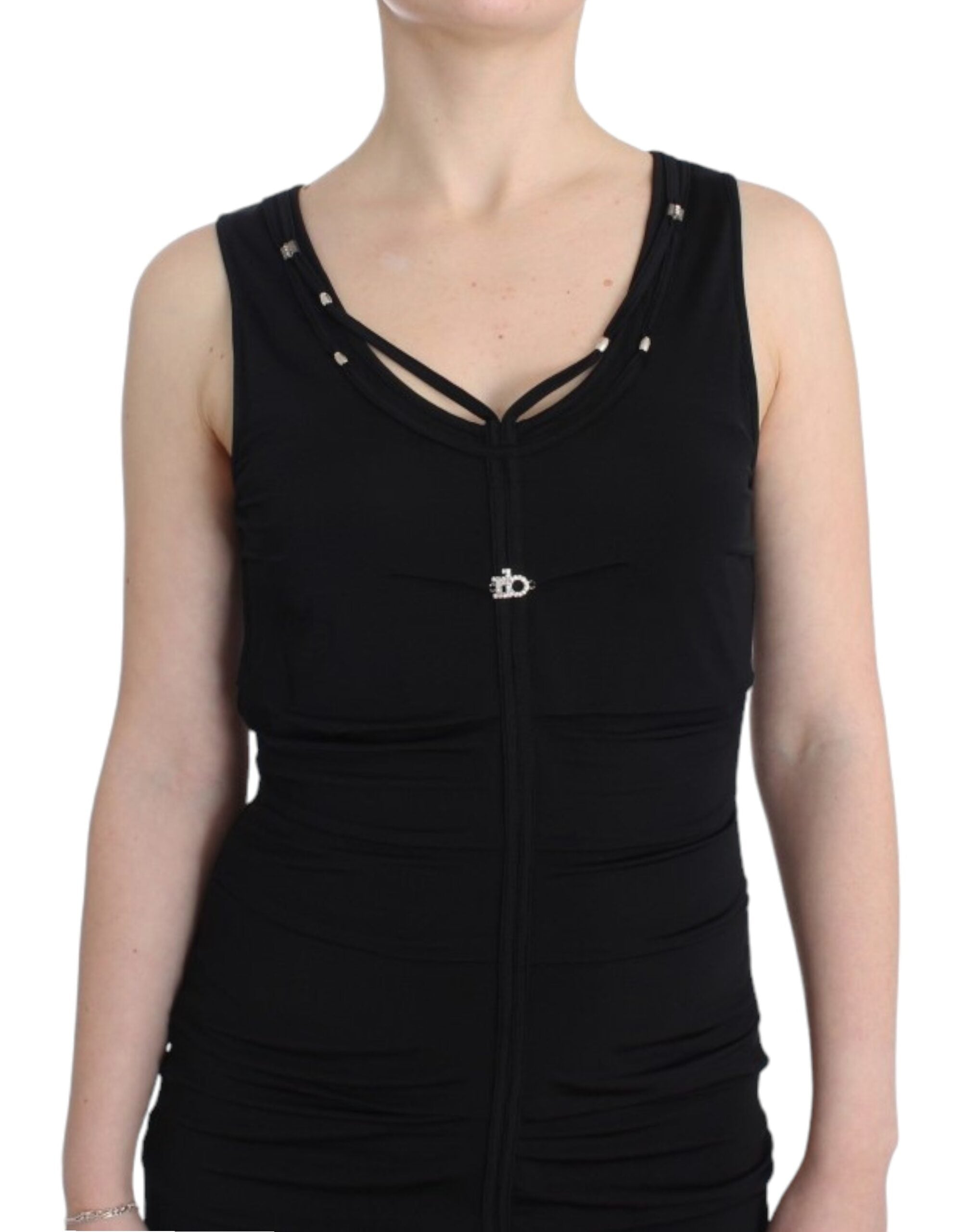 Roccobarocco Elegant Black Sheath Knee-Length Women's Dress