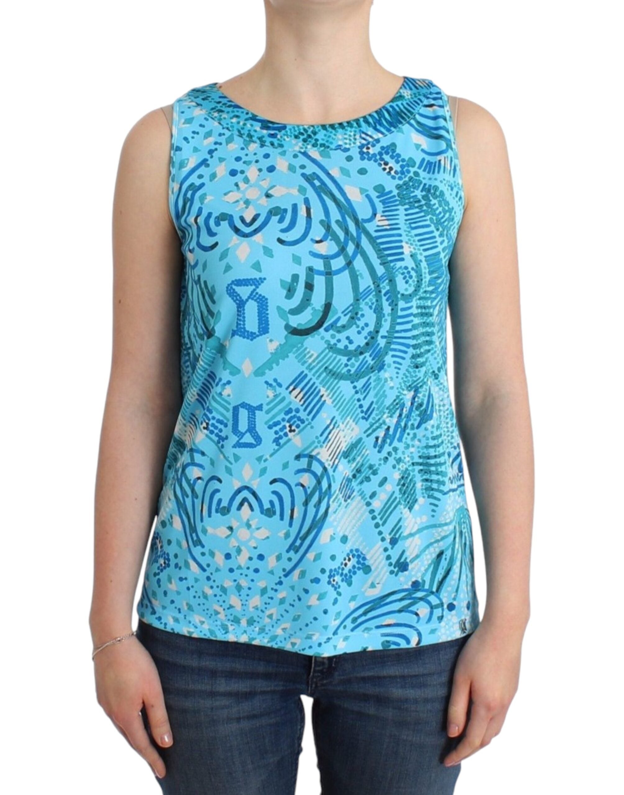 John Galliano Blue printed tank Women's top
