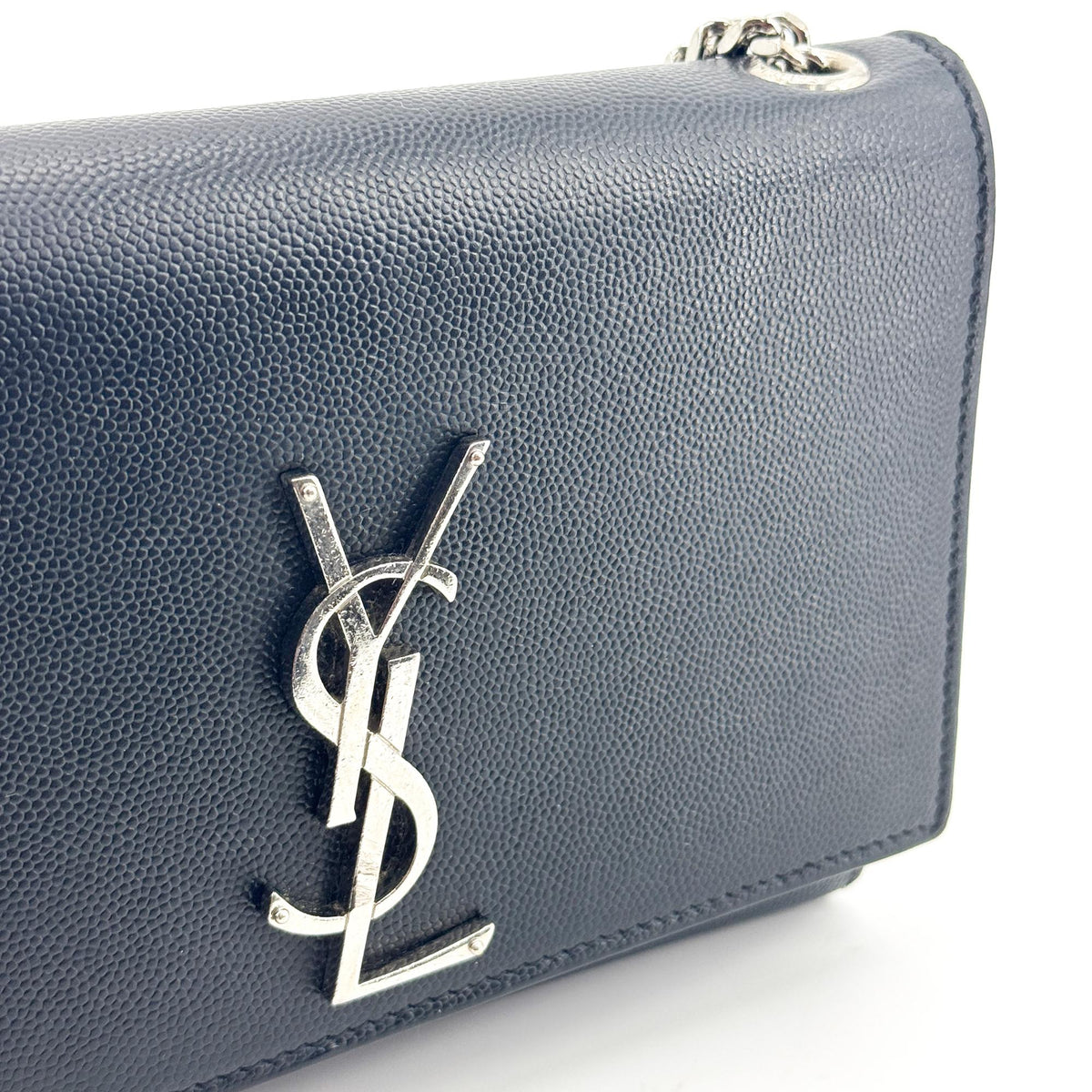 Saint Laurent Classic Monogram Grainy Leather Black Leather Crossbody Bag Bag (Pre-Owned)