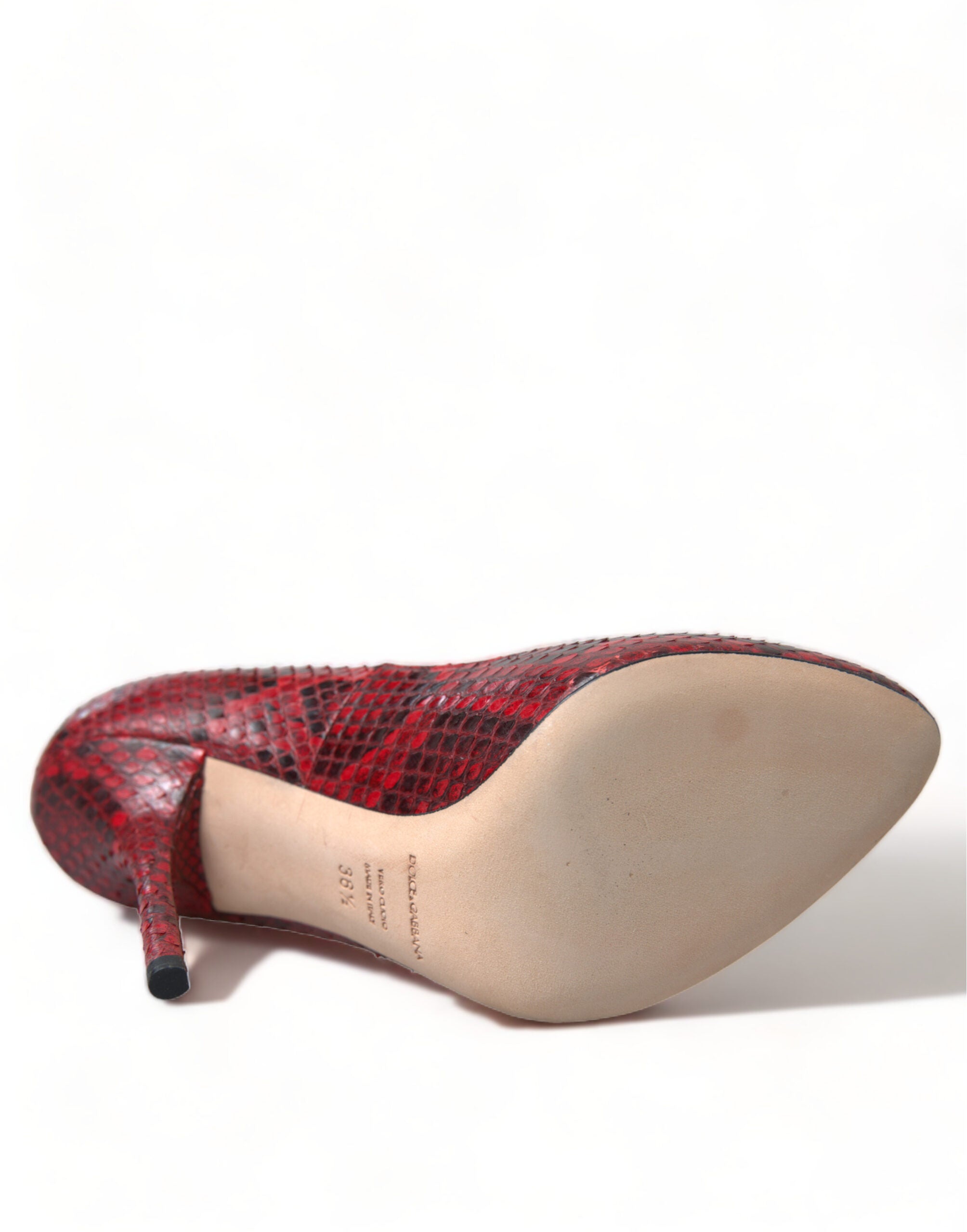 Dolce & Gabbana Red Ayers Leather Lace Socks Pumps Women's Shoes
