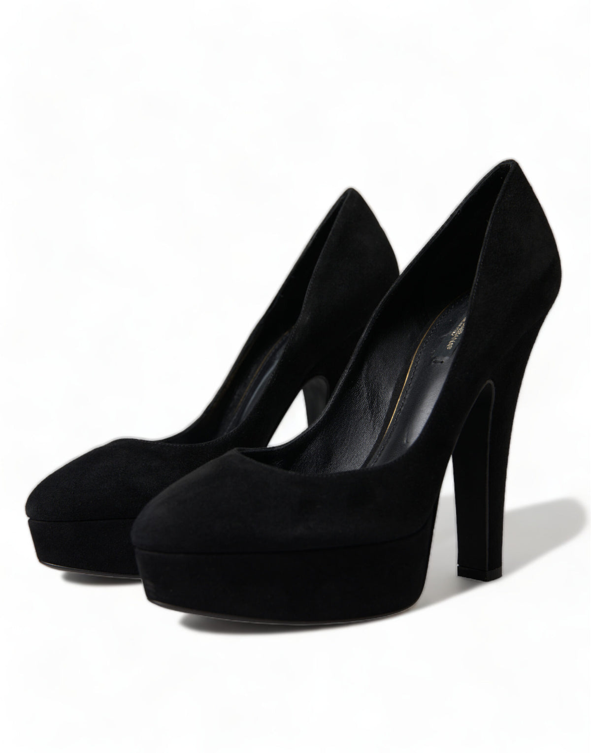 Dolce & Gabbana Black Suede Leather Platform Heel Pumps Women's Shoes